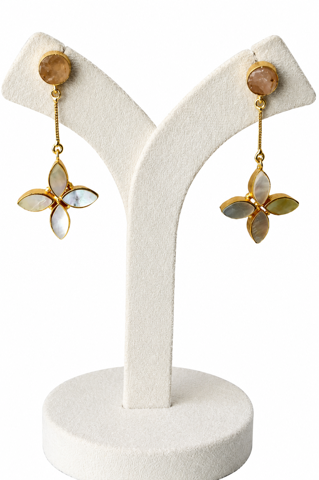 Rose Quartz Blossom Drop Earrings