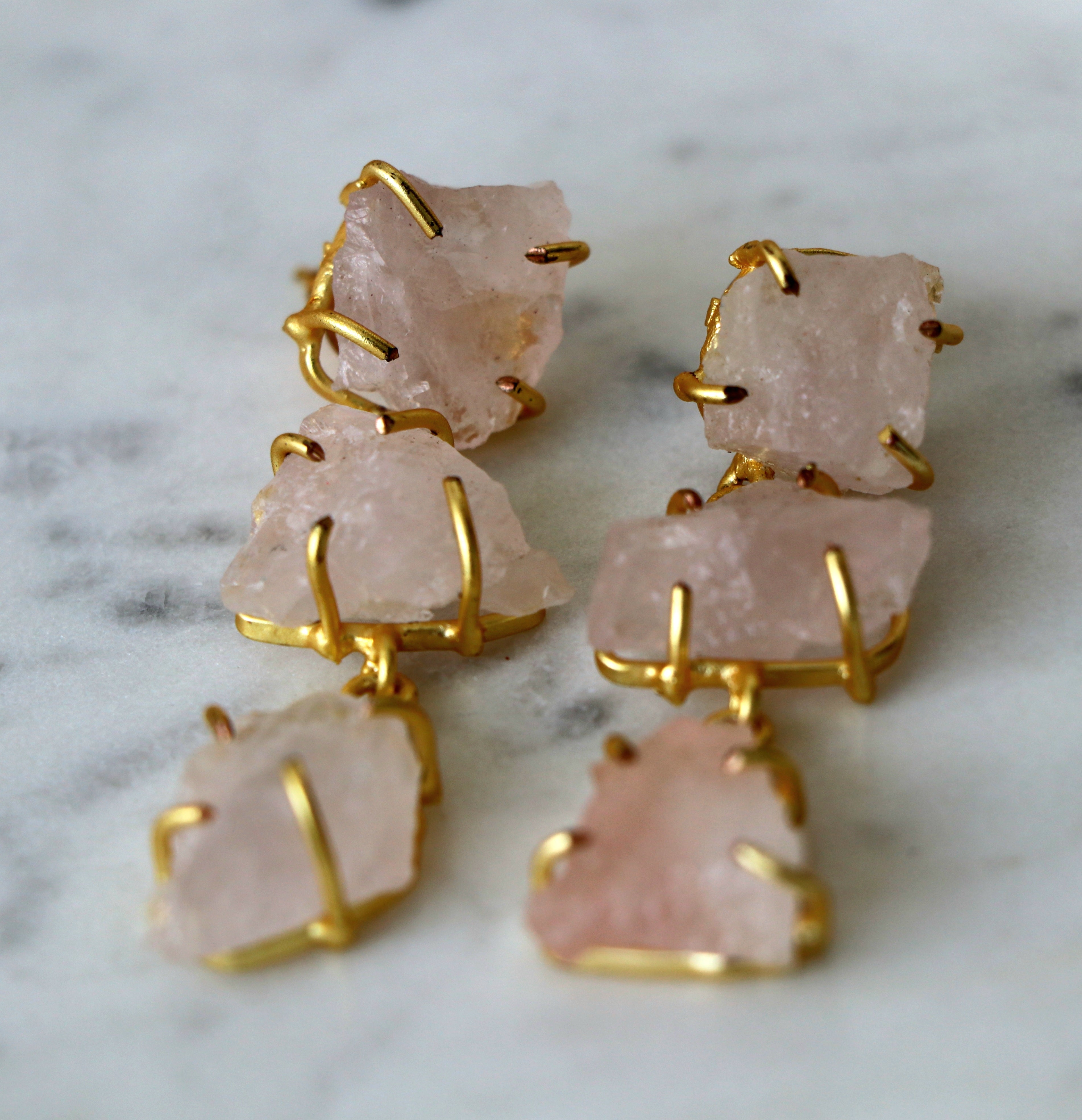 Rose Quartz Cascade Earrings