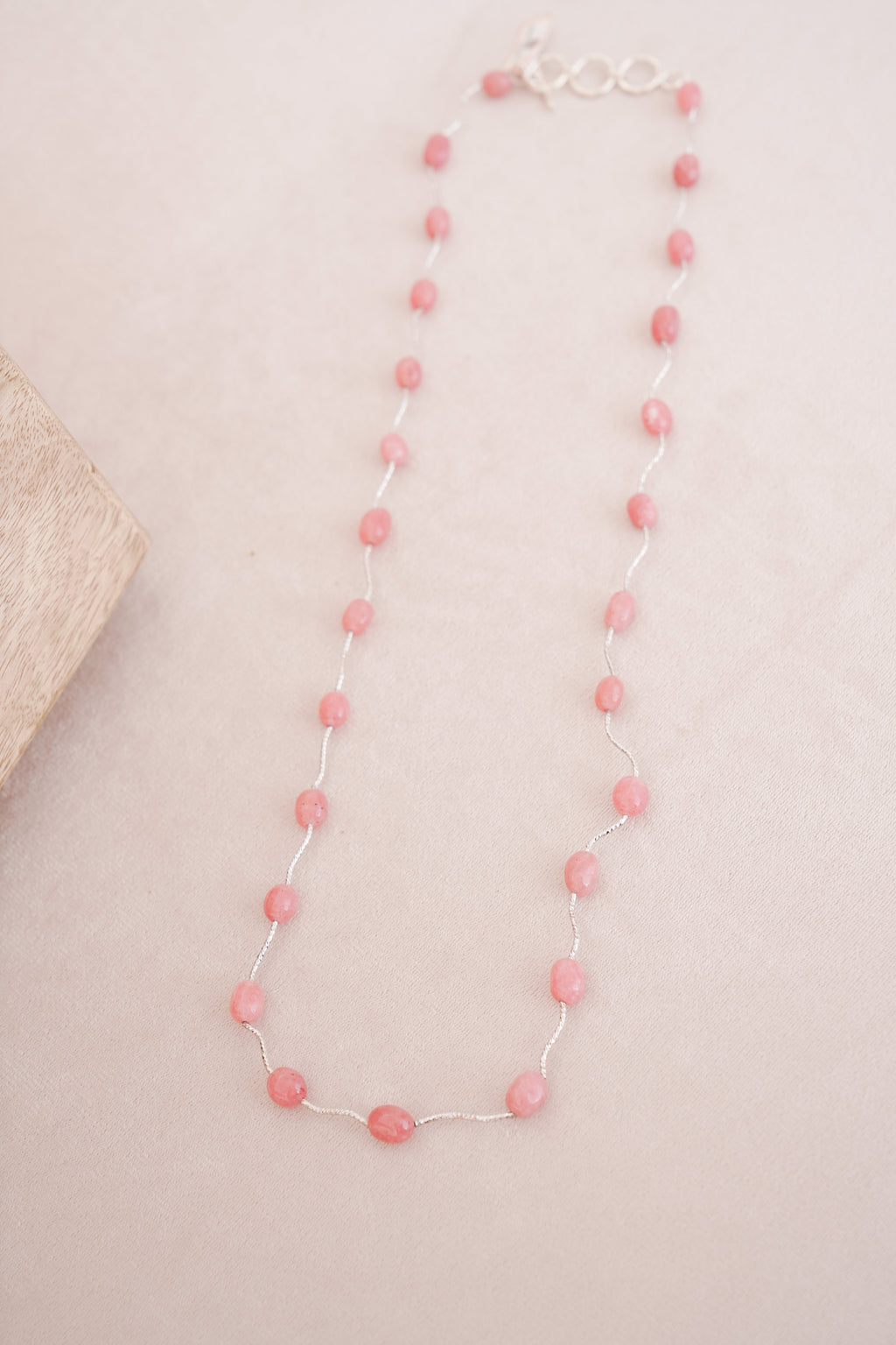 Silver Finish Gemstone Station Necklace