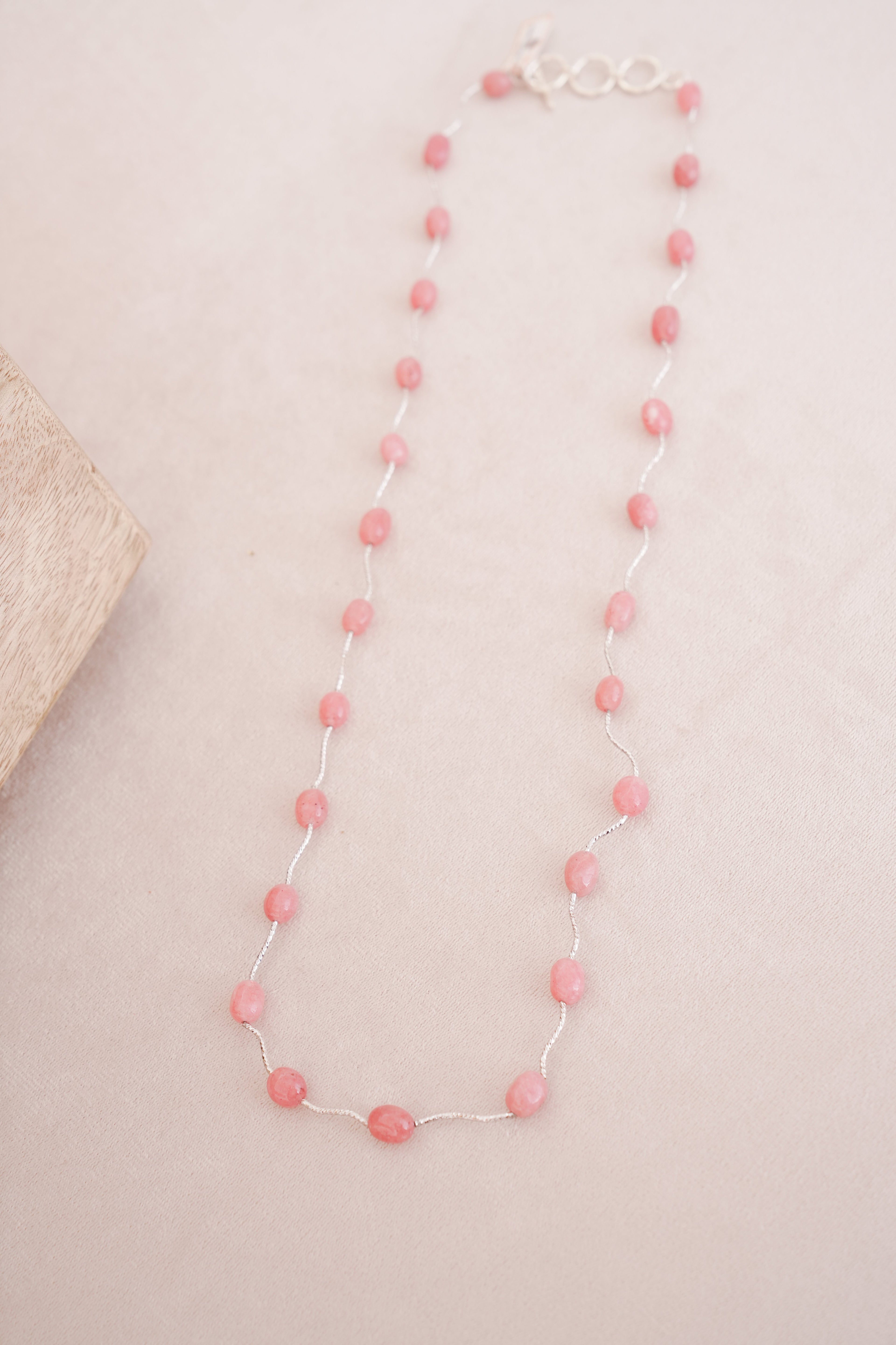 Silver Finish Gemstone Station Necklace
