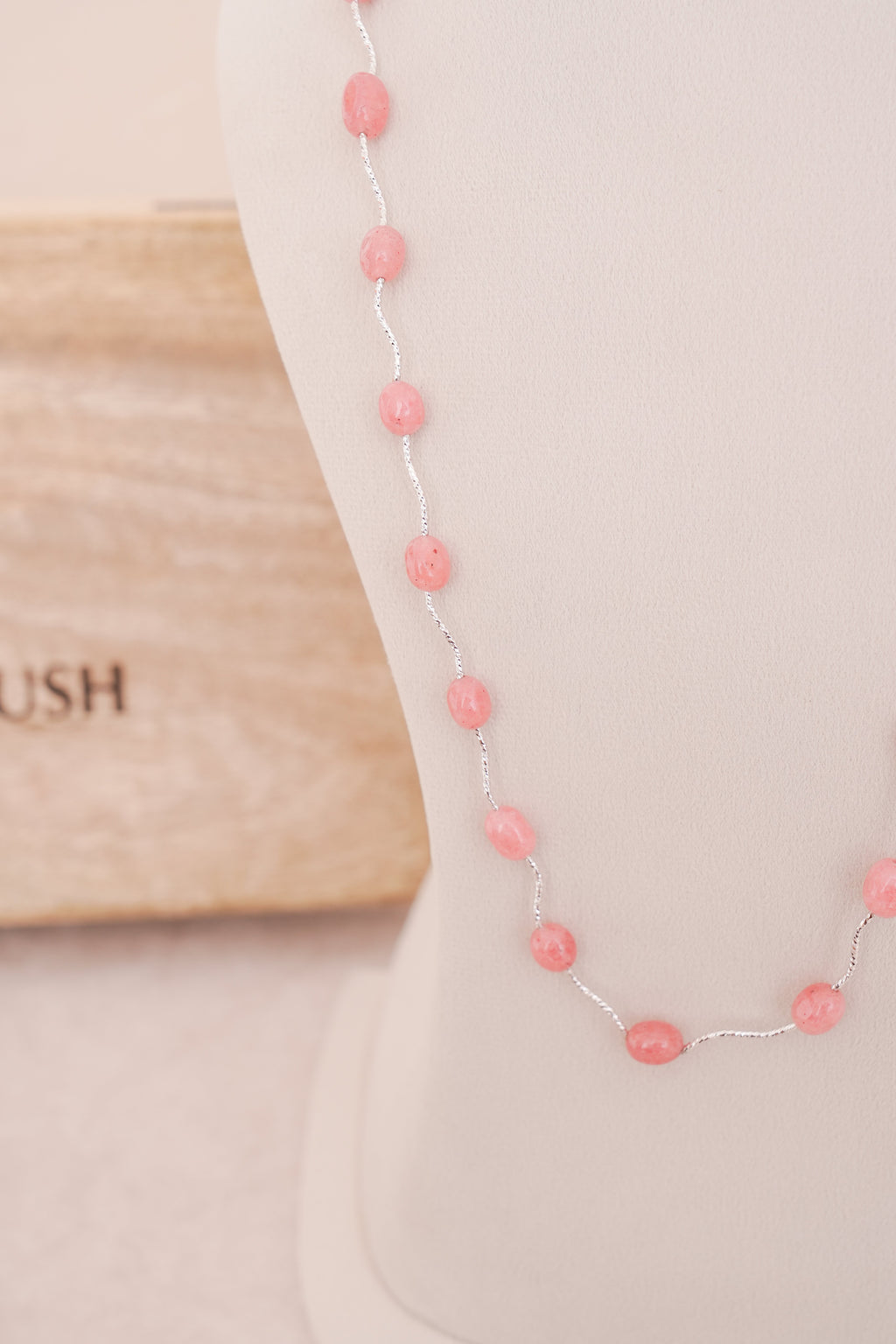 Silver Finish Gemstone Station Necklace