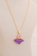 Violet Aura Agate & Rose Quartz Pendant Necklace