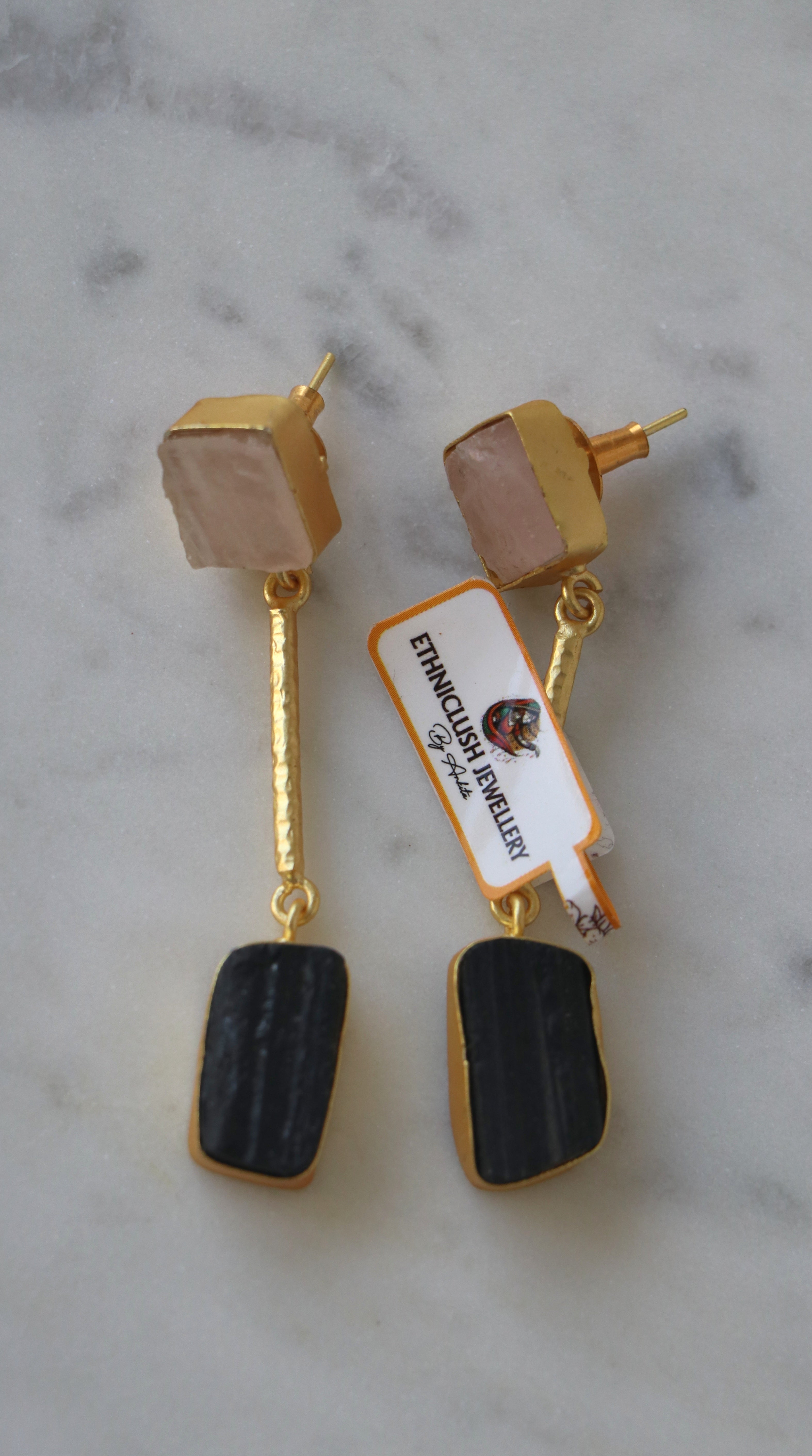 Drop Raw Stone Earrings