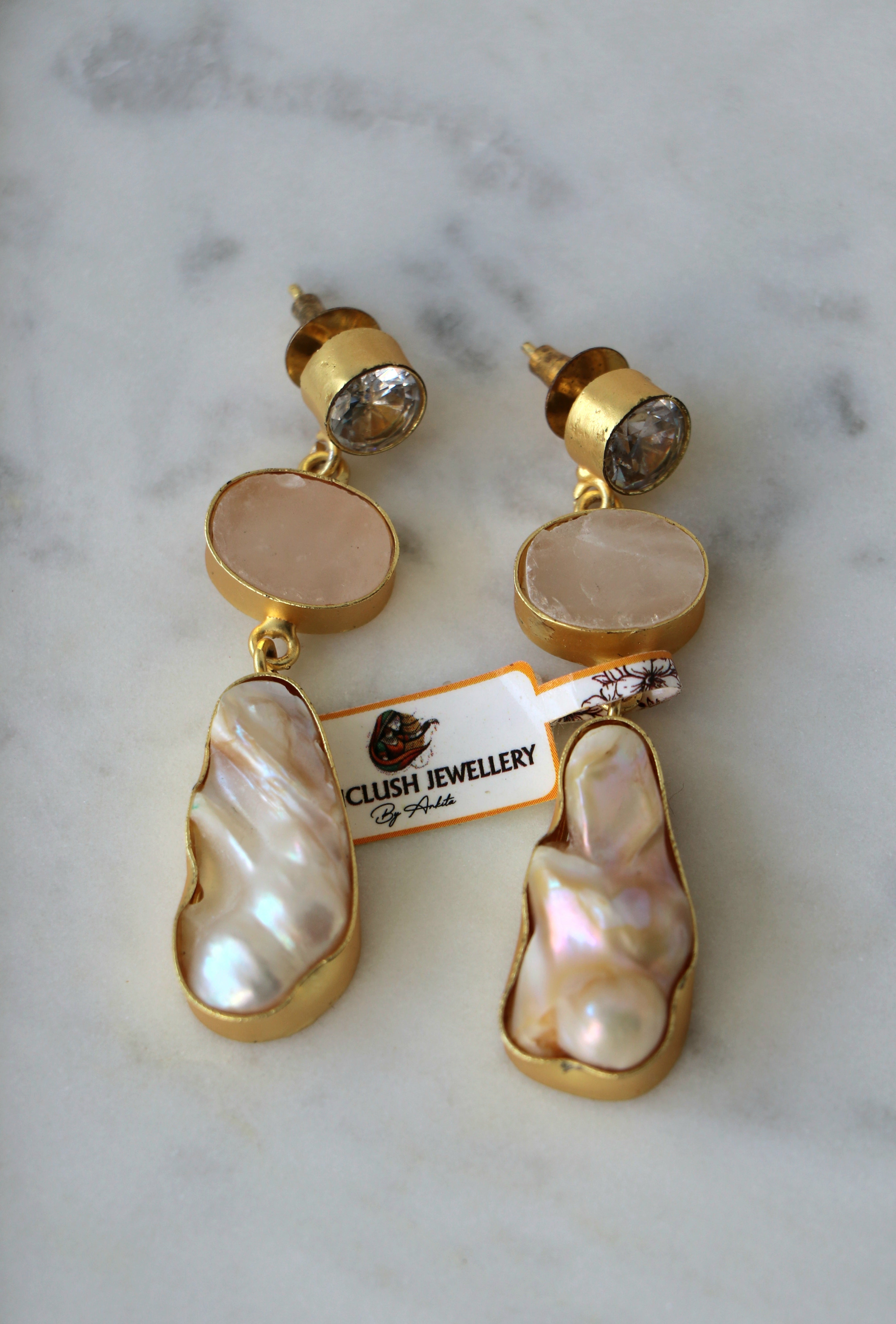 Rose Quartz Pearl Cascade Earrings