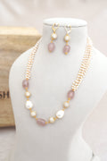 Rose Quartz Reverie Necklace  Earring Set