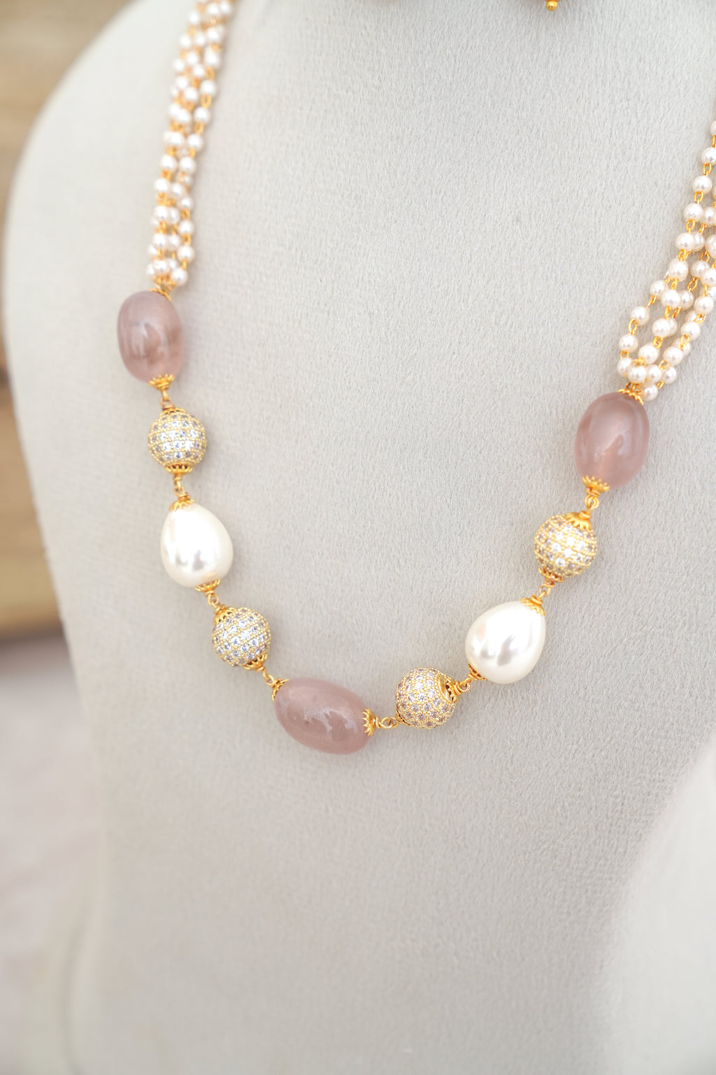 Rose Quartz Reverie Necklace  Earring Set