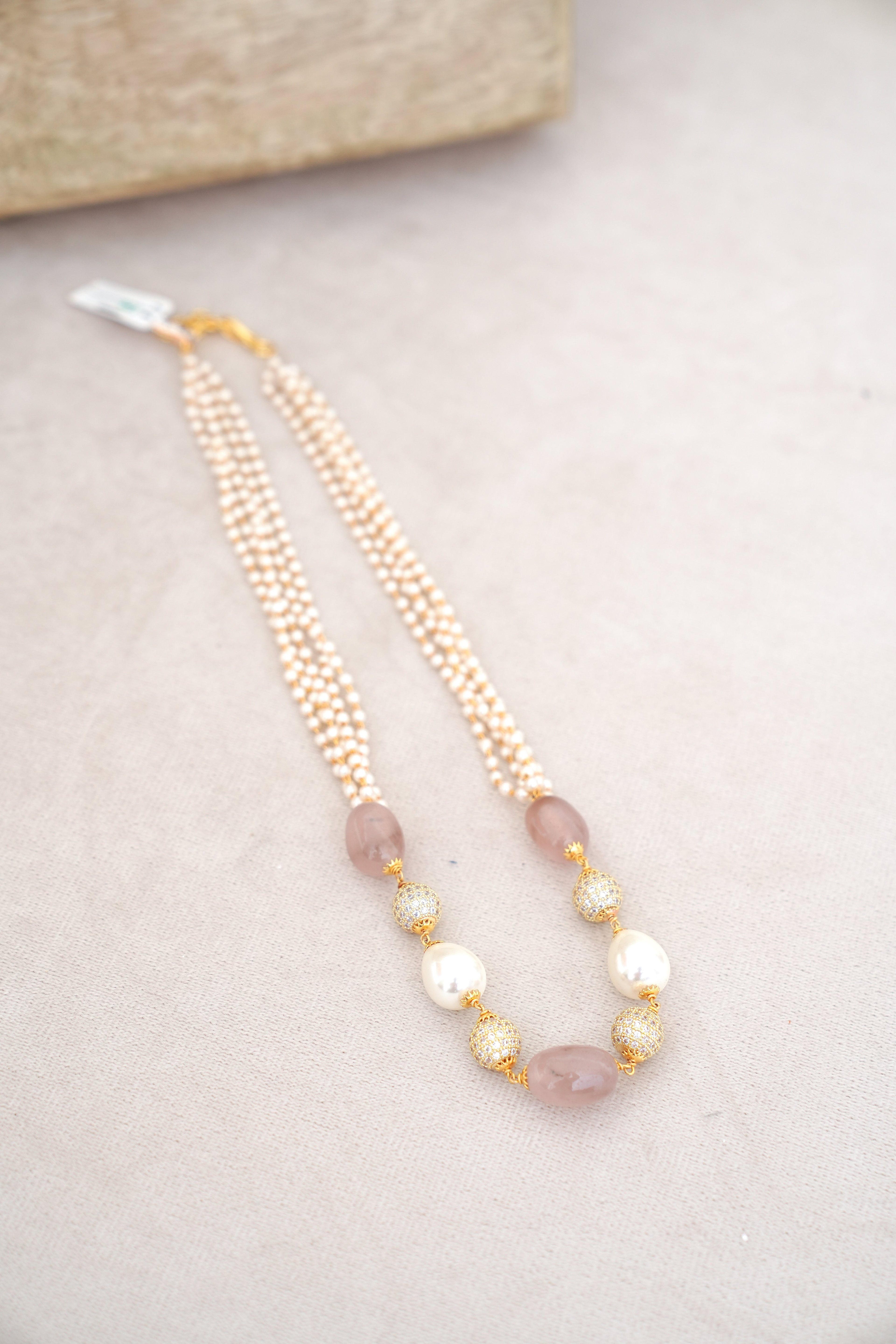 Rose Quartz Reverie Necklace  Earring Set