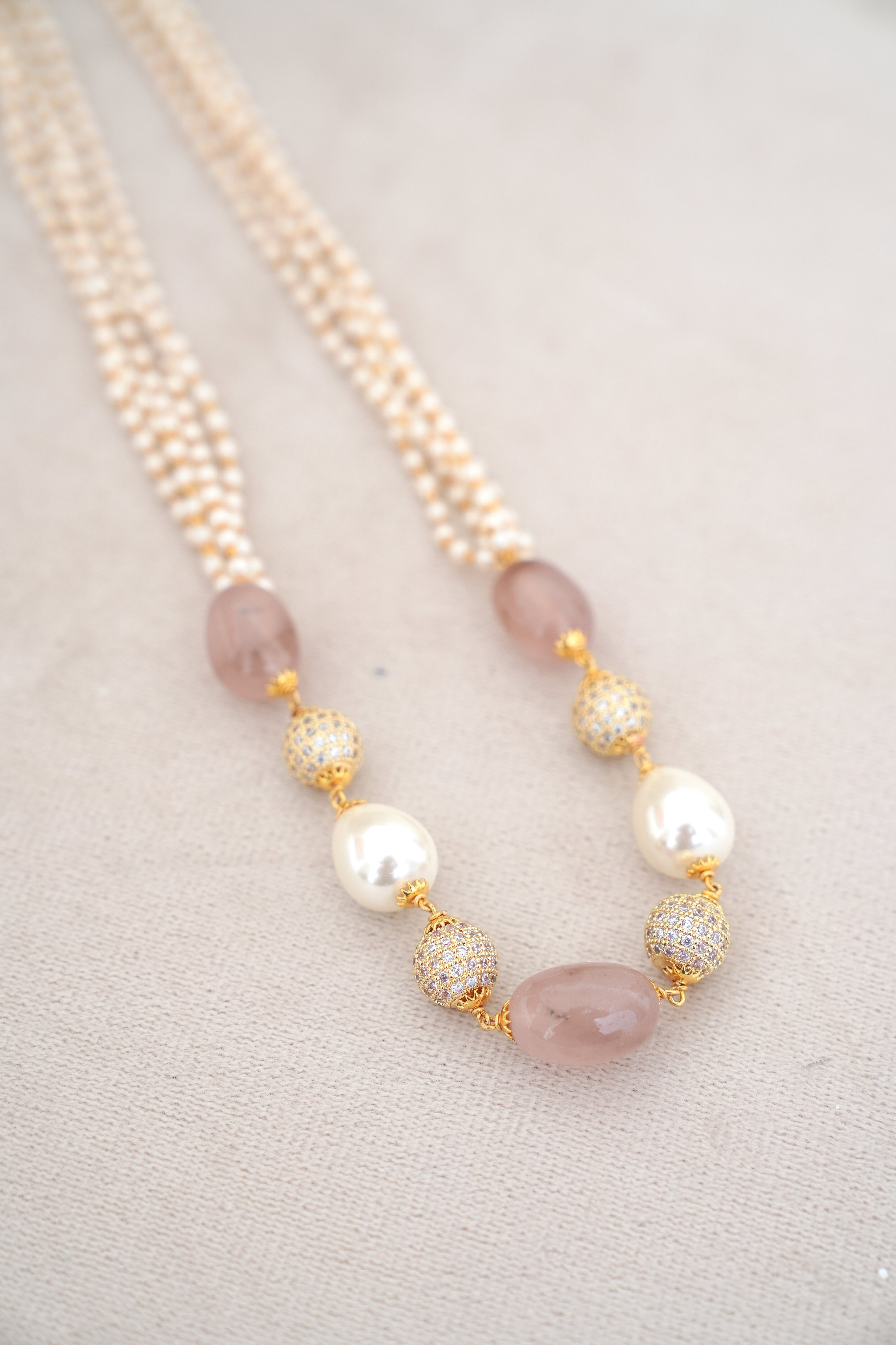 Rose Quartz Reverie Necklace  Earring Set