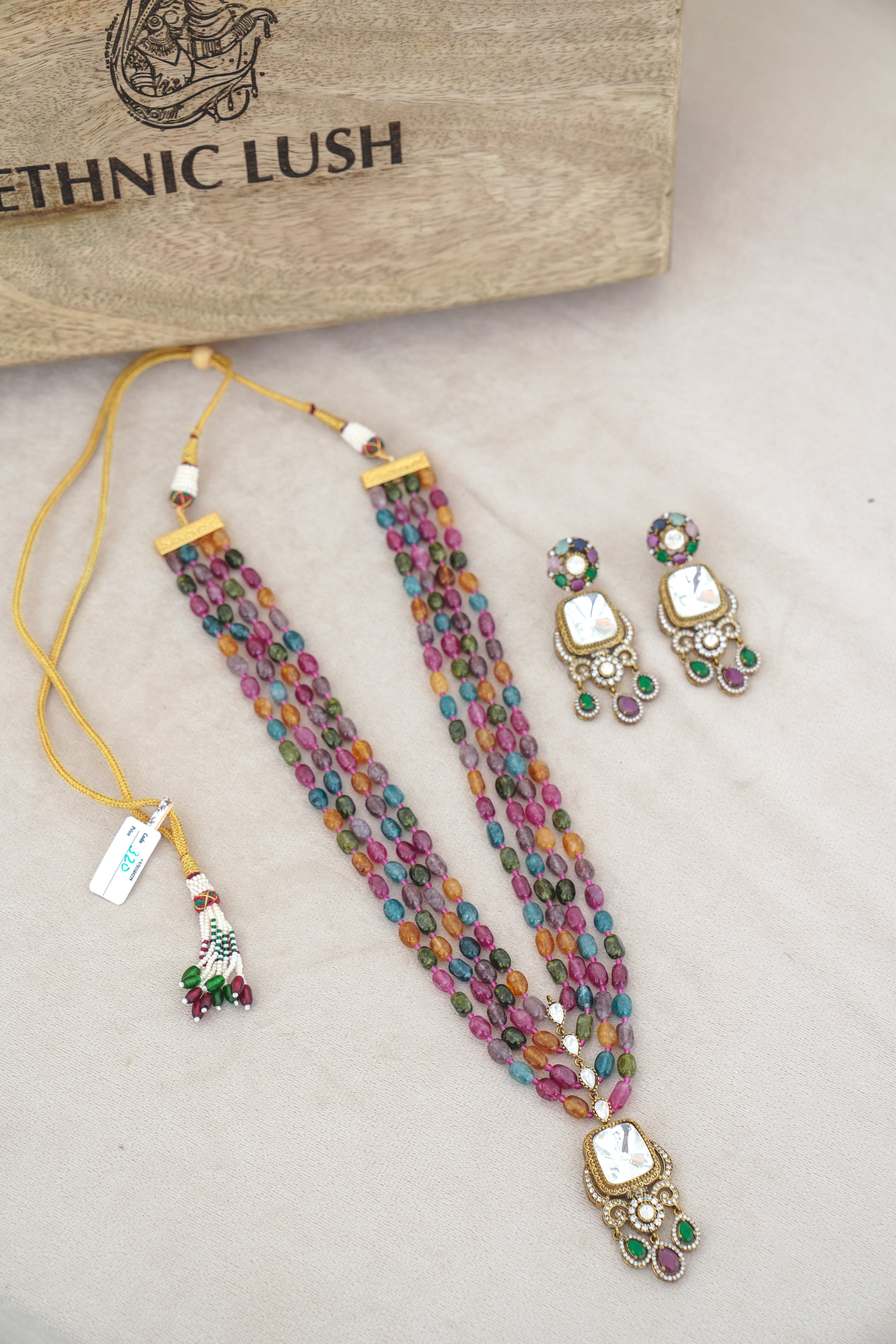 Ruby Ember Cascade Necklace Set