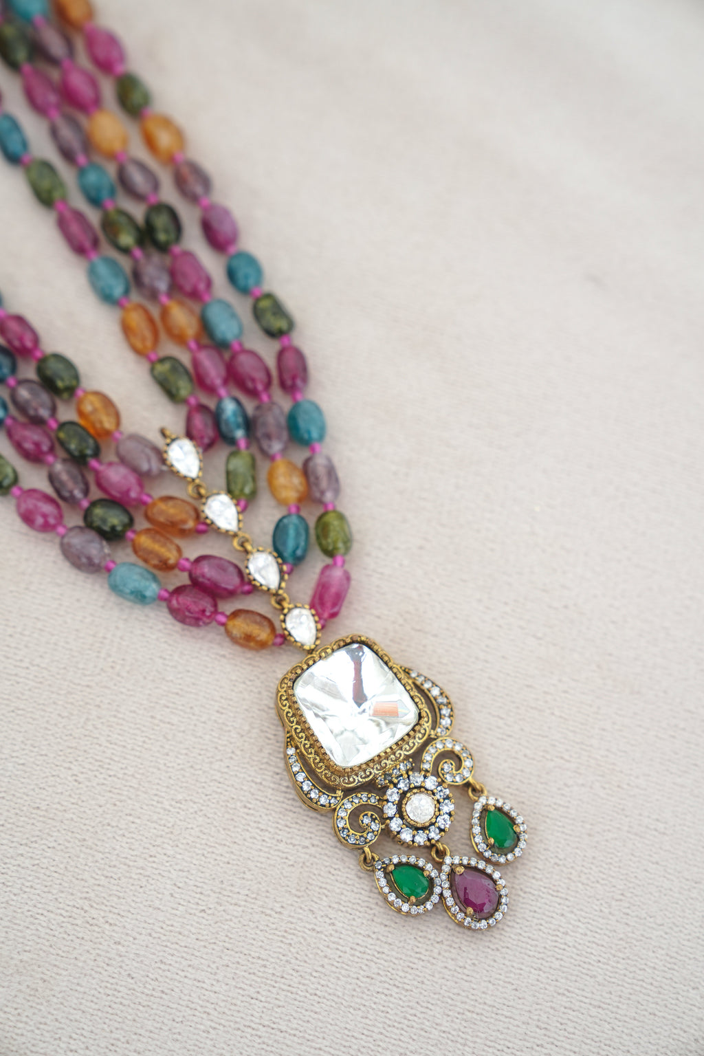 Ruby Ember Cascade Necklace Set