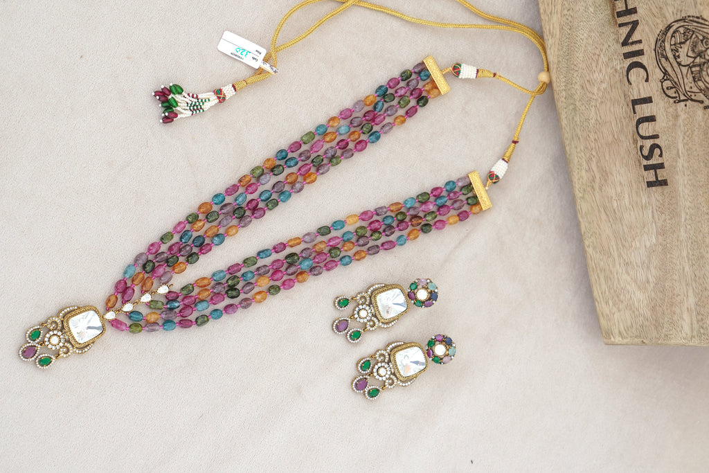 Ruby Ember Cascade Necklace Set