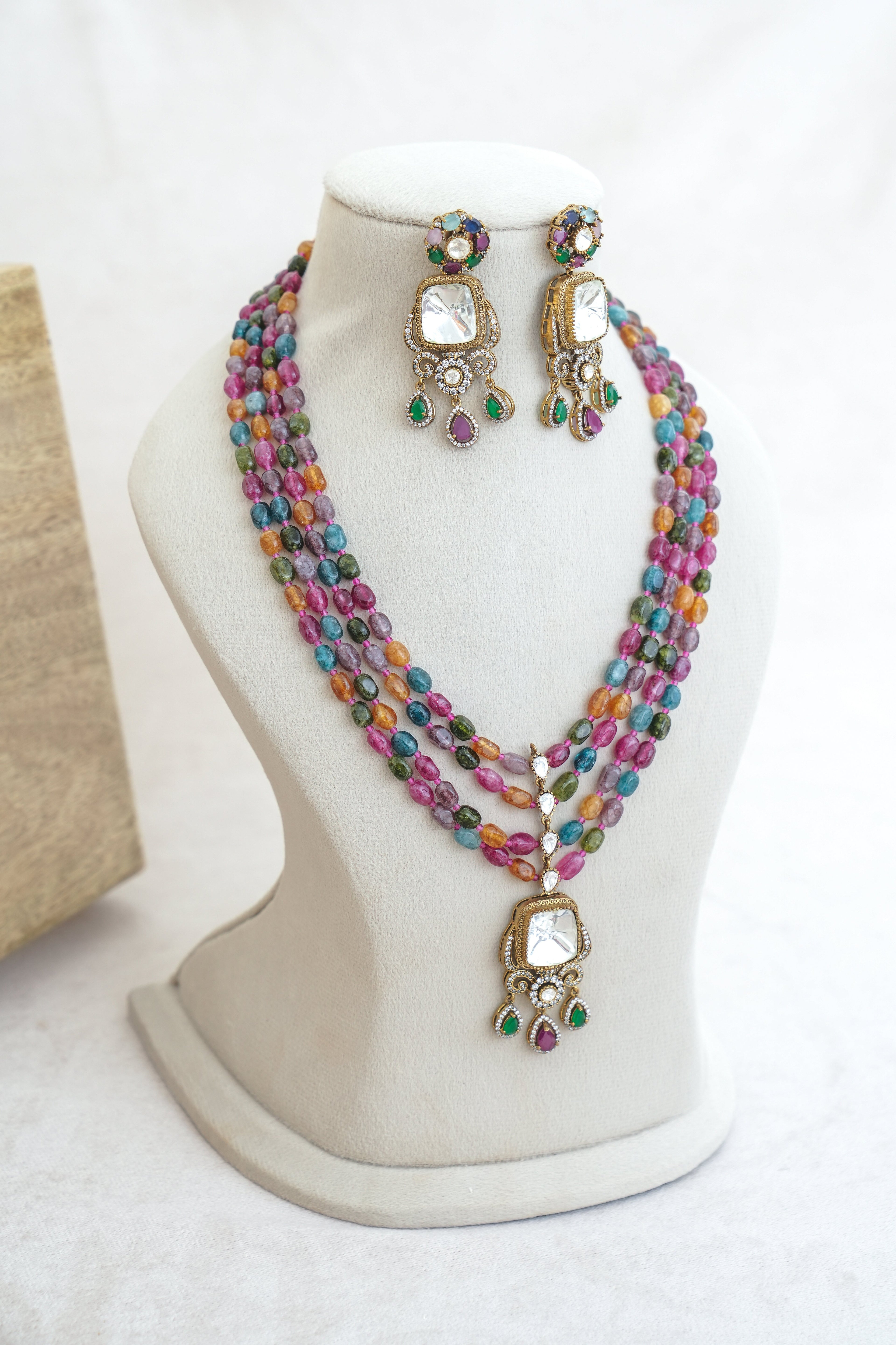 Ruby Ember Cascade Necklace Set