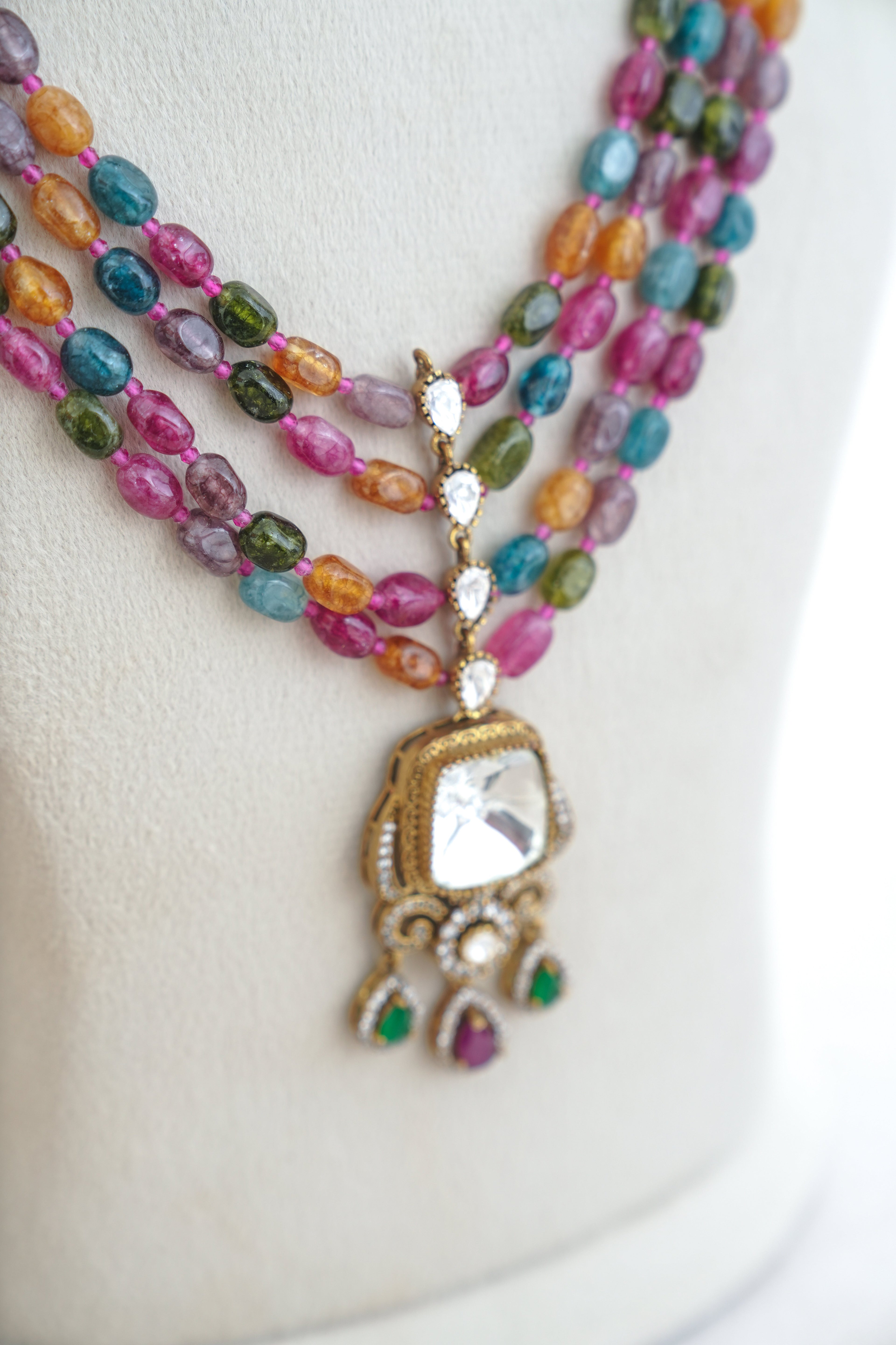 Ruby Ember Cascade Necklace Set