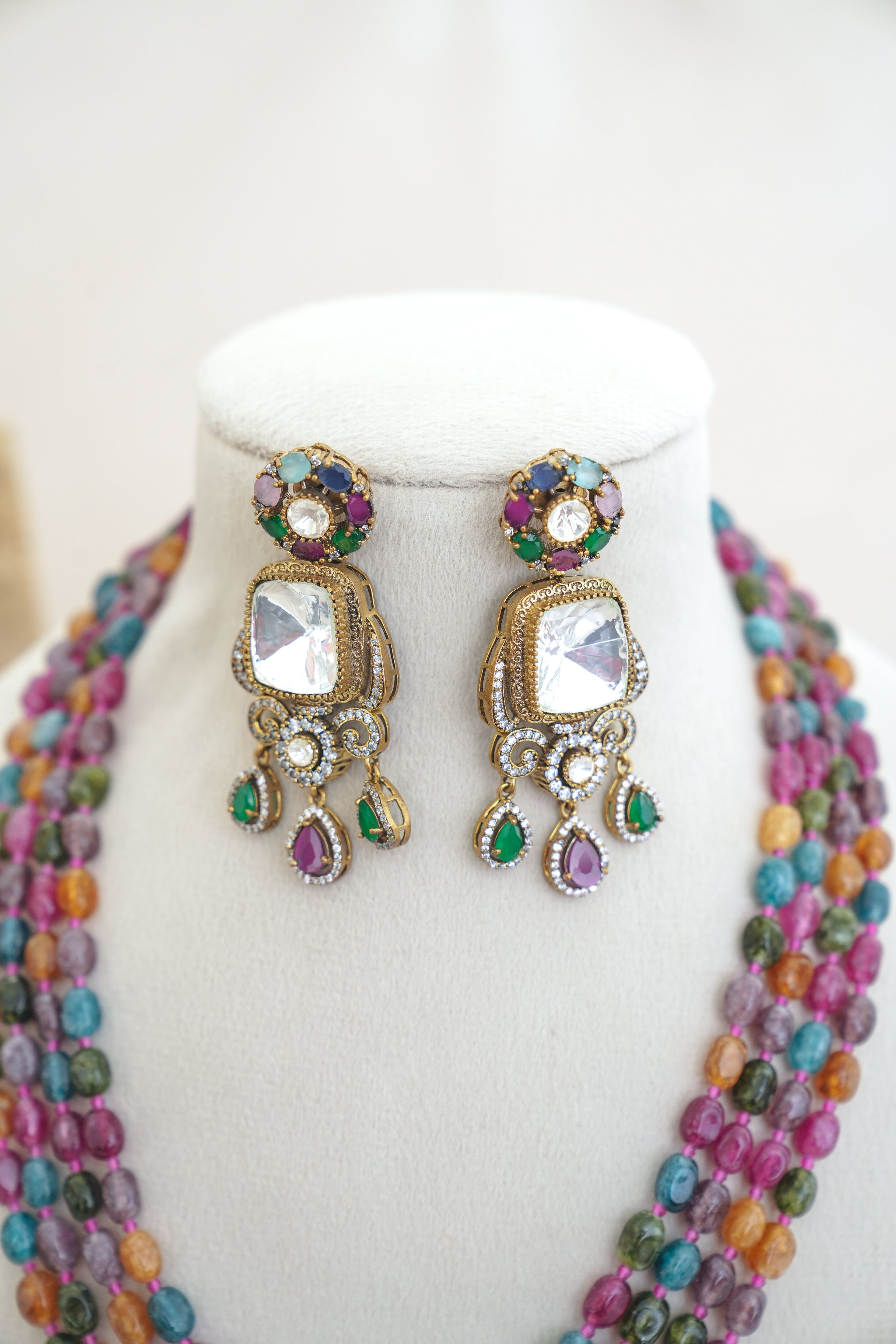 Ruby Ember Cascade Necklace Set