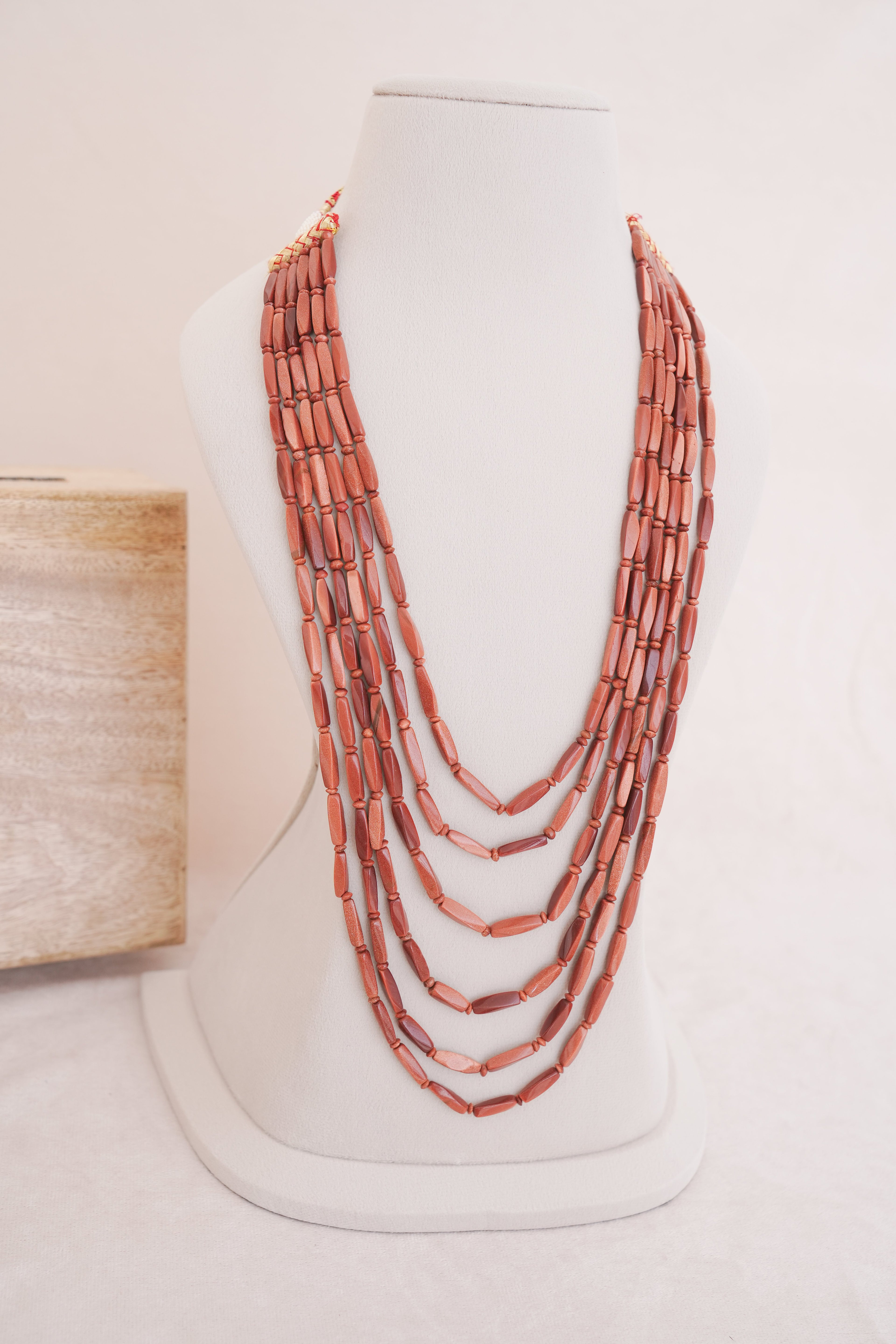 Multi-Strand Rust Sunstone Necklace