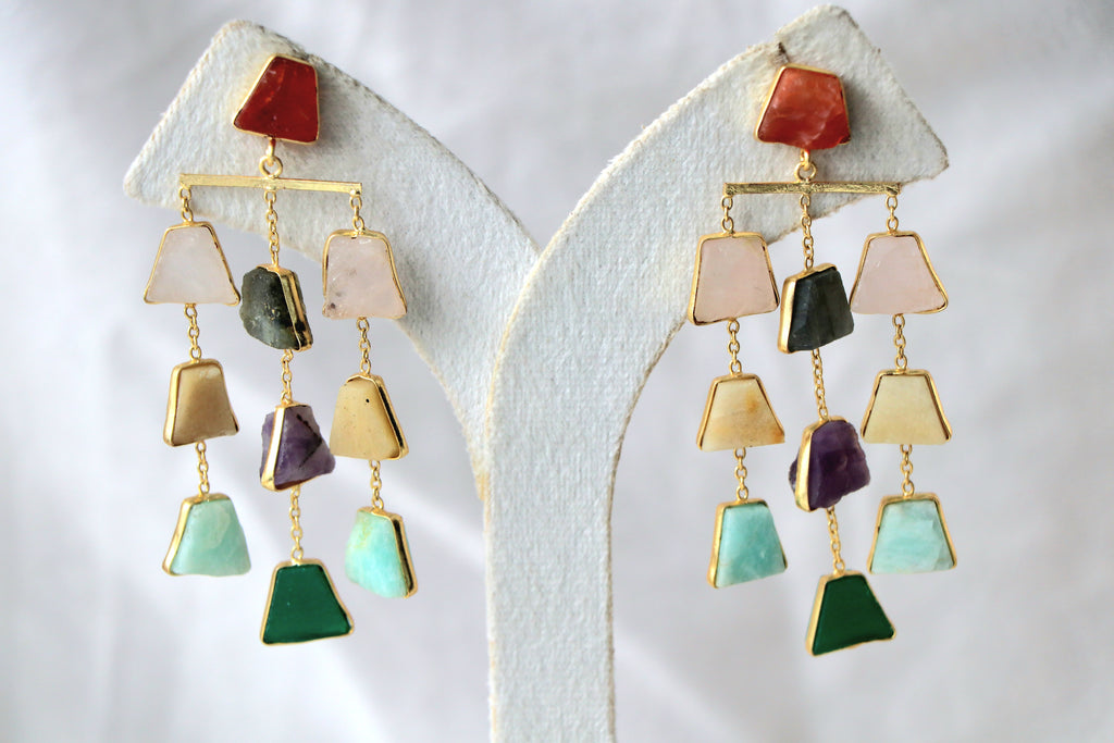 Ruby Cascade Geometric Earrings
