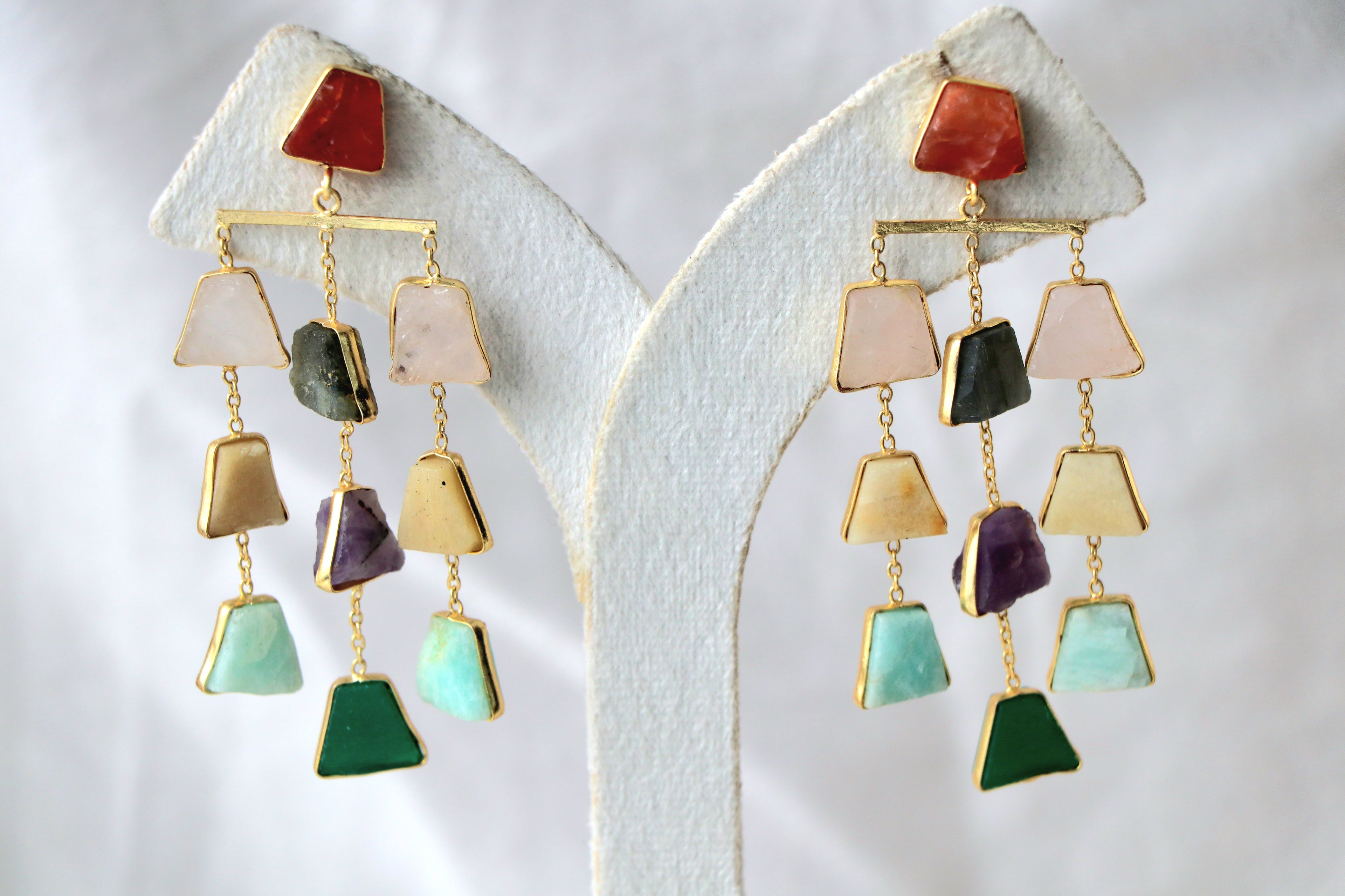 Ruby Cascade Geometric Earrings