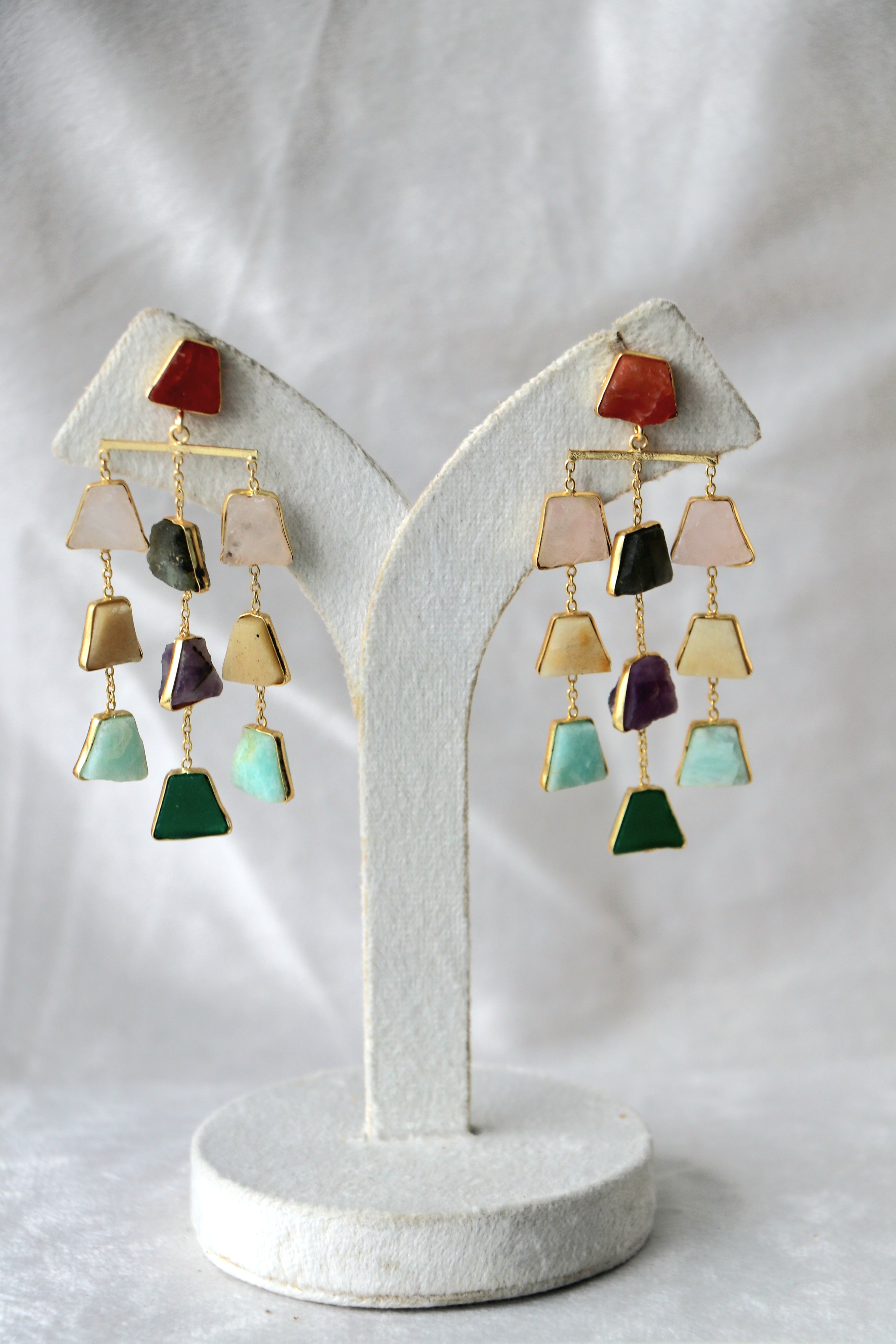 Ruby Cascade Geometric Earrings