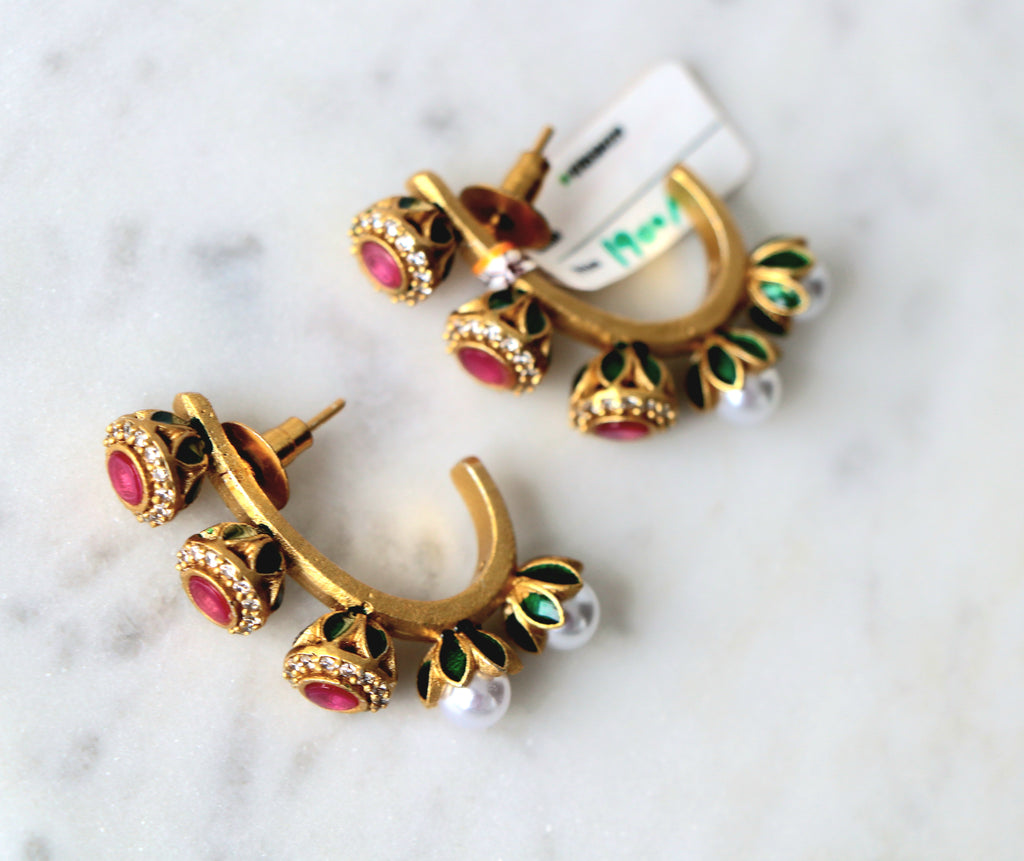 Bloom Enamel Huggie Earrings
