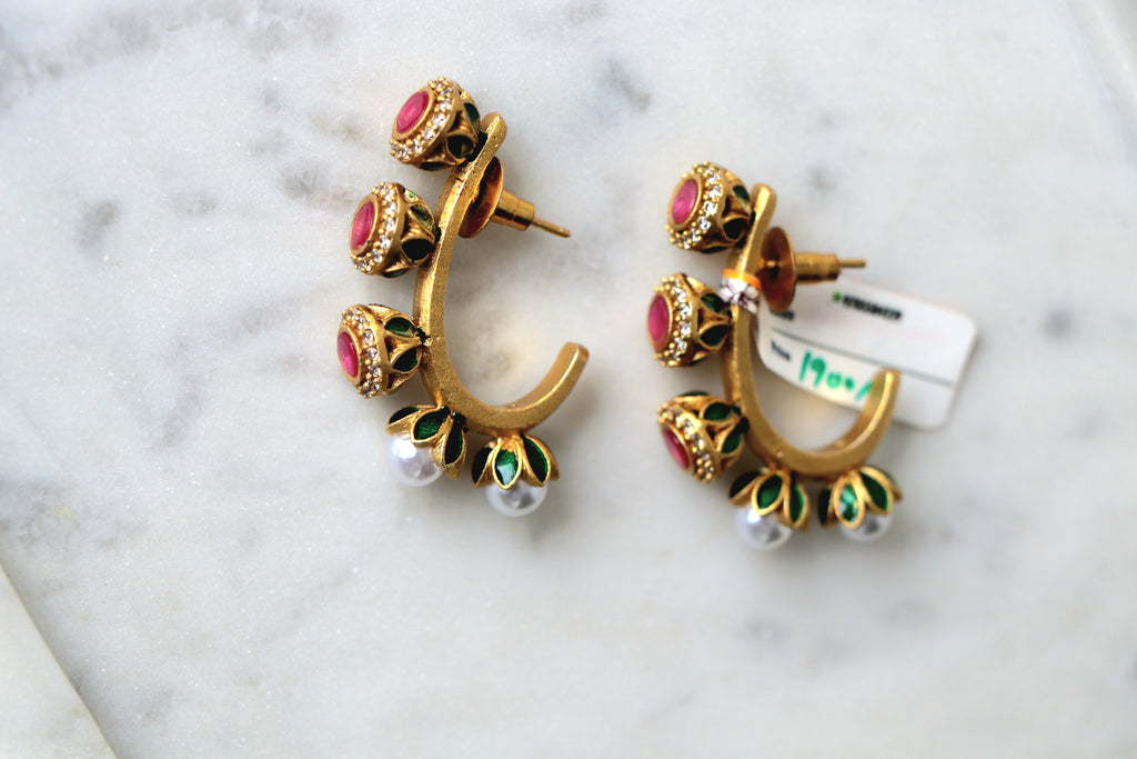 Bloom Enamel Huggie Earrings