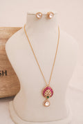 Ruby Polki Bloom Teardrop Pendant Set