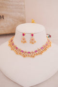 Elegant Floral Ruby Kundan Choker Set