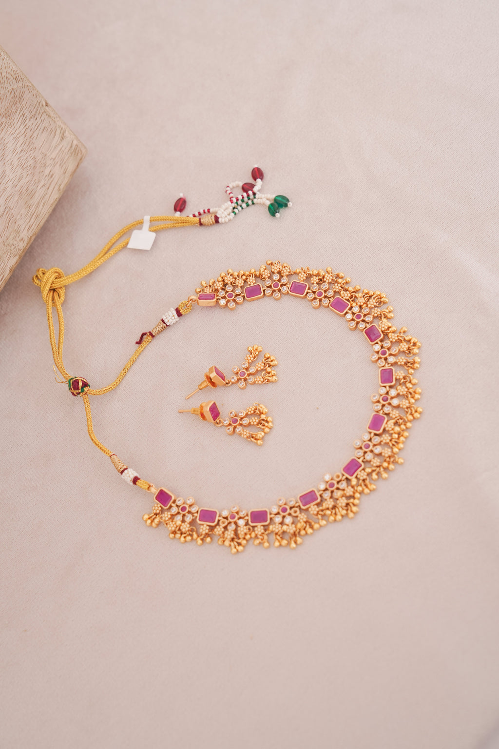 Elegant Floral Ruby Kundan Choker Set