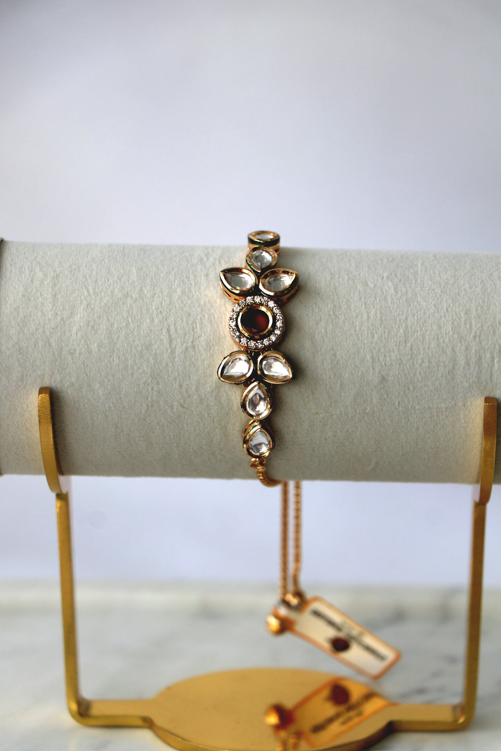 Ruby Cascade Kundan Adjustable Bracelet