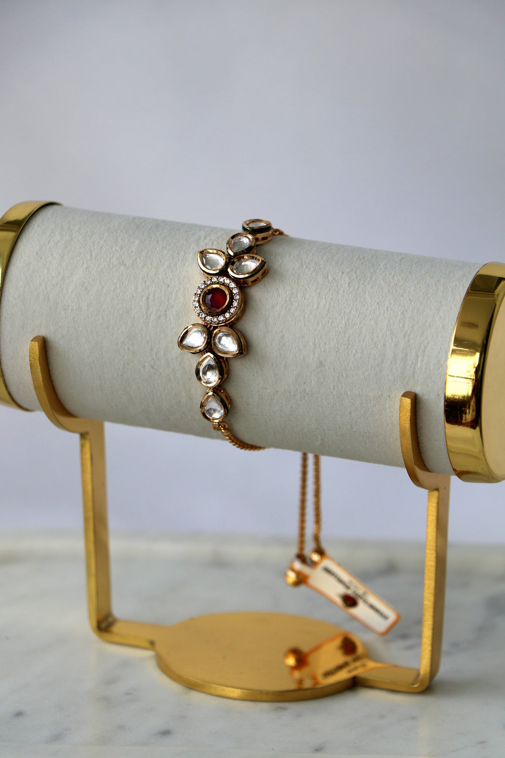 Ruby Cascade Kundan Adjustable Bracelet