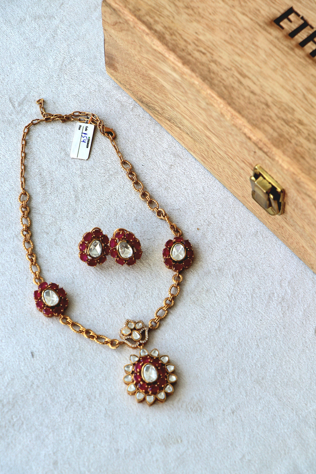 Ruby kundan Gold Ethnic Necklace Set