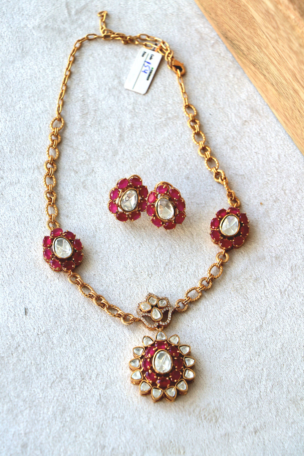 Ruby kundan Gold Ethnic Necklace Set