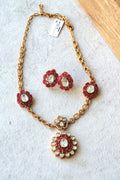 Ruby kundan Gold Ethnic Necklace Set