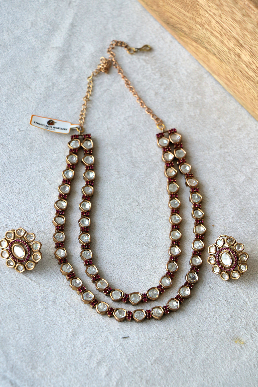 Ruby Moissanite Layered Gold Necklace Set