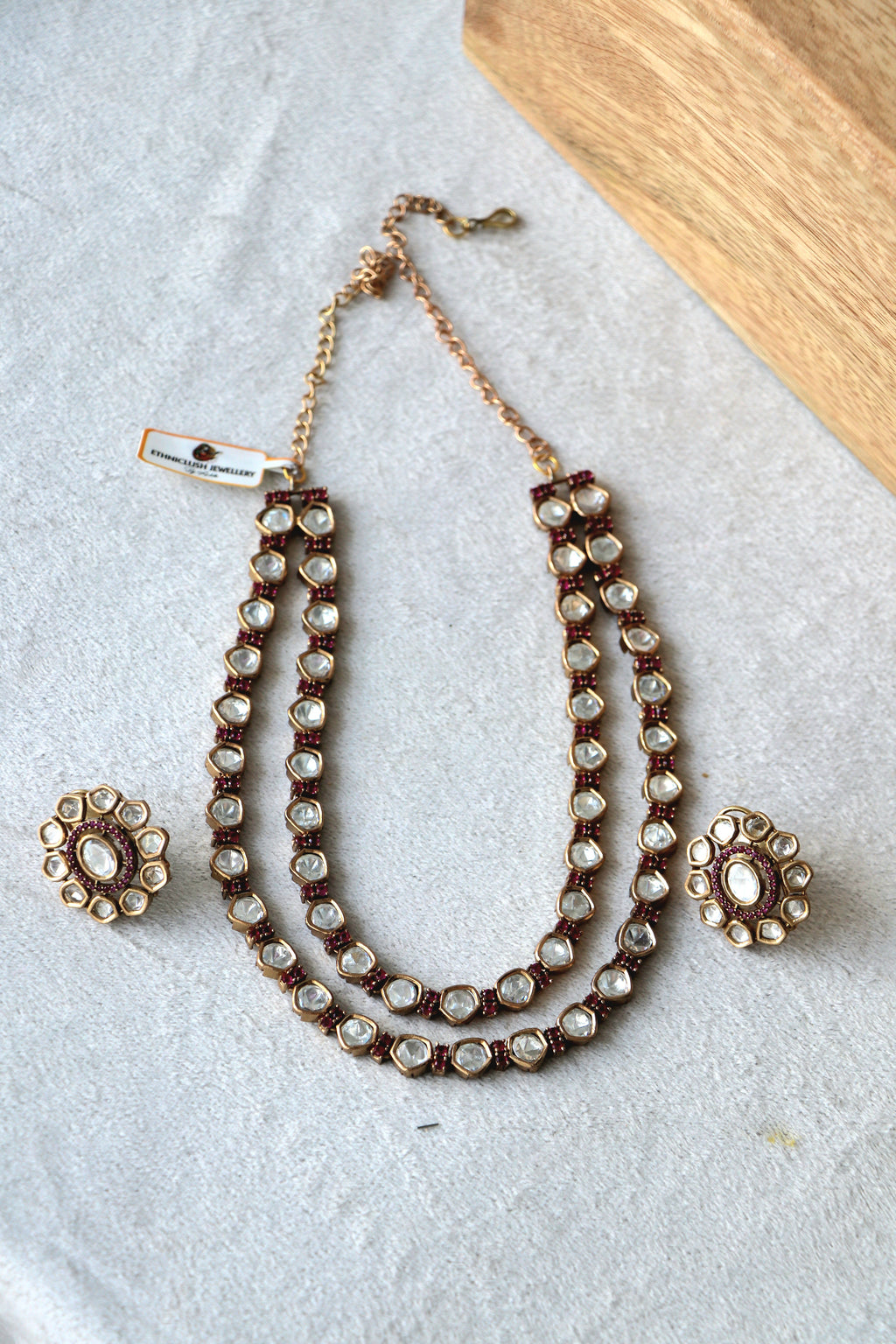 Ruby Moissanite Layered Gold Necklace Set