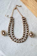 Ruby Moissanite Layered Gold Necklace Set