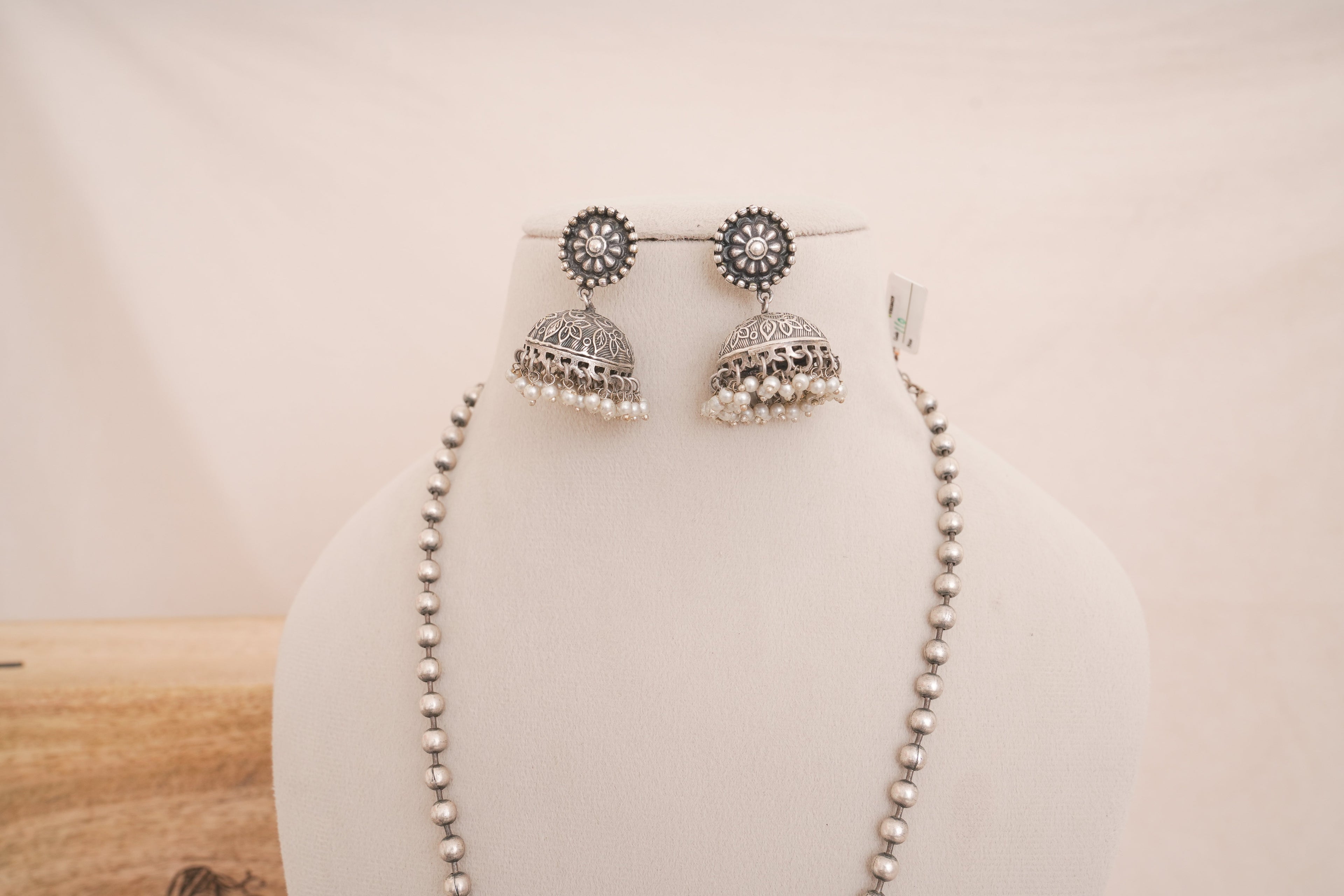 Oxidised Thappa work Floral Kundan Necklace Set