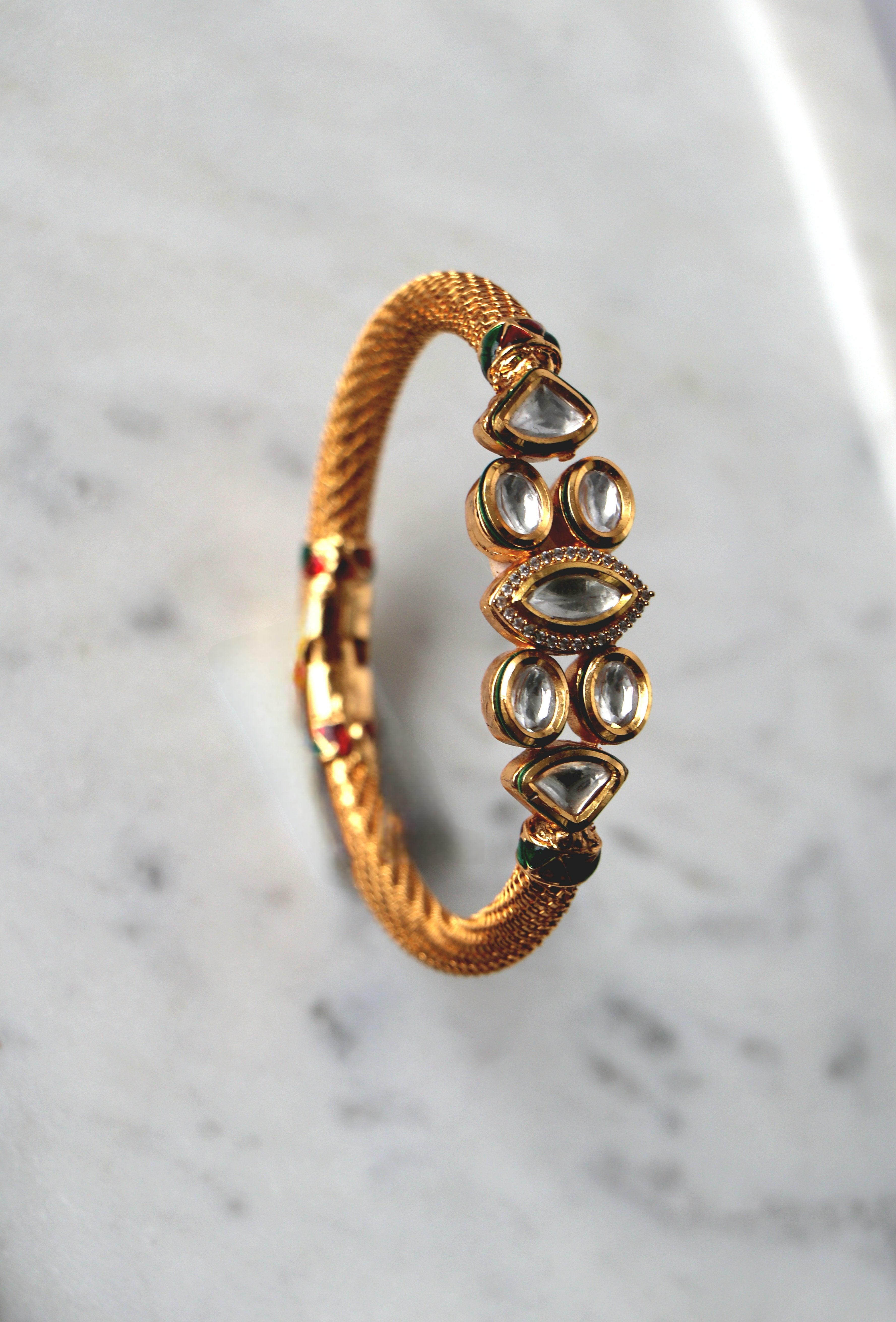 Marquise Kundan Mesh Bracelet