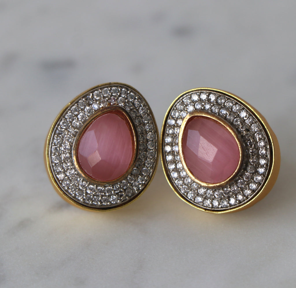 Ruby Halo Teardrop Earrings