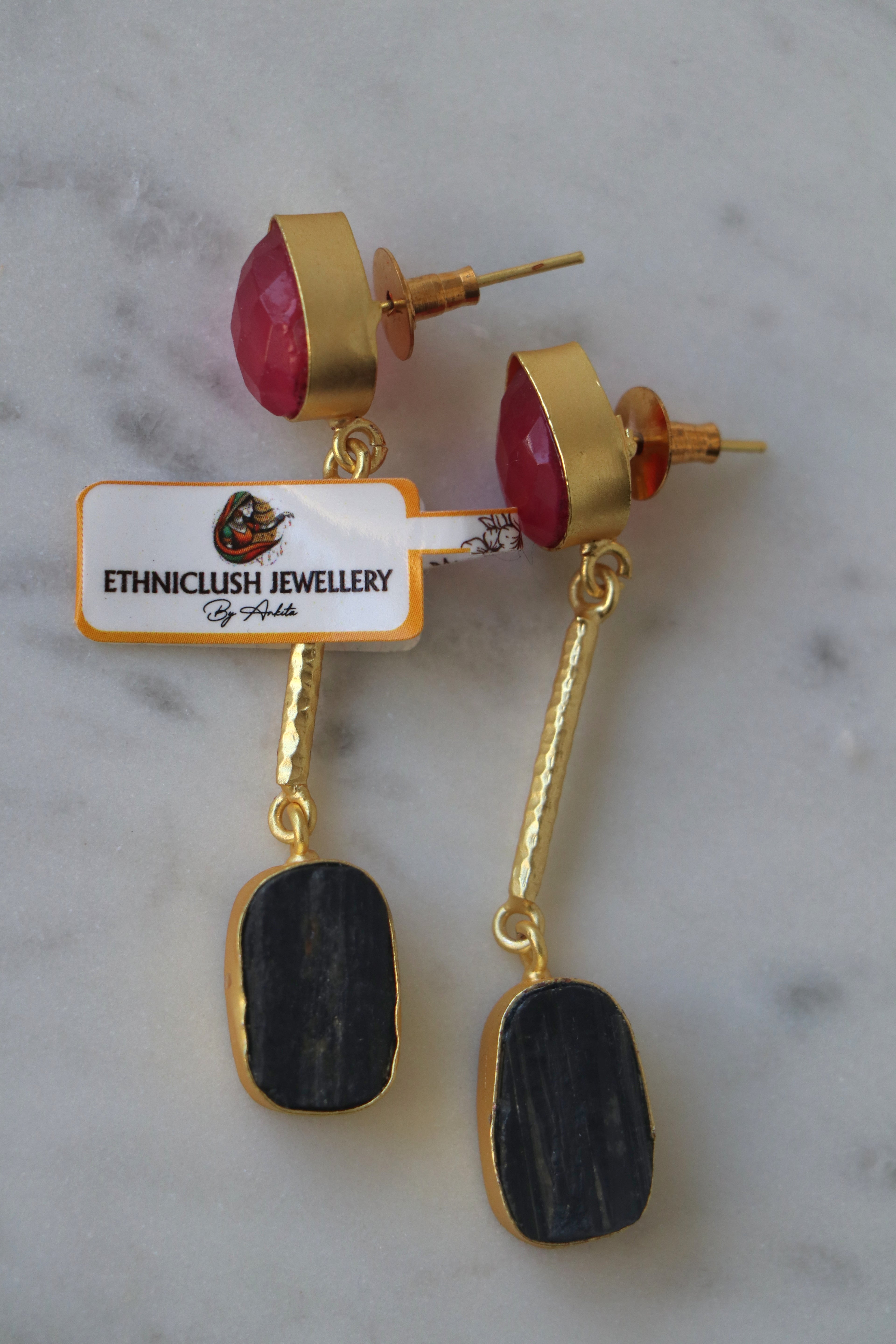 Drop Raw Stone Earrings