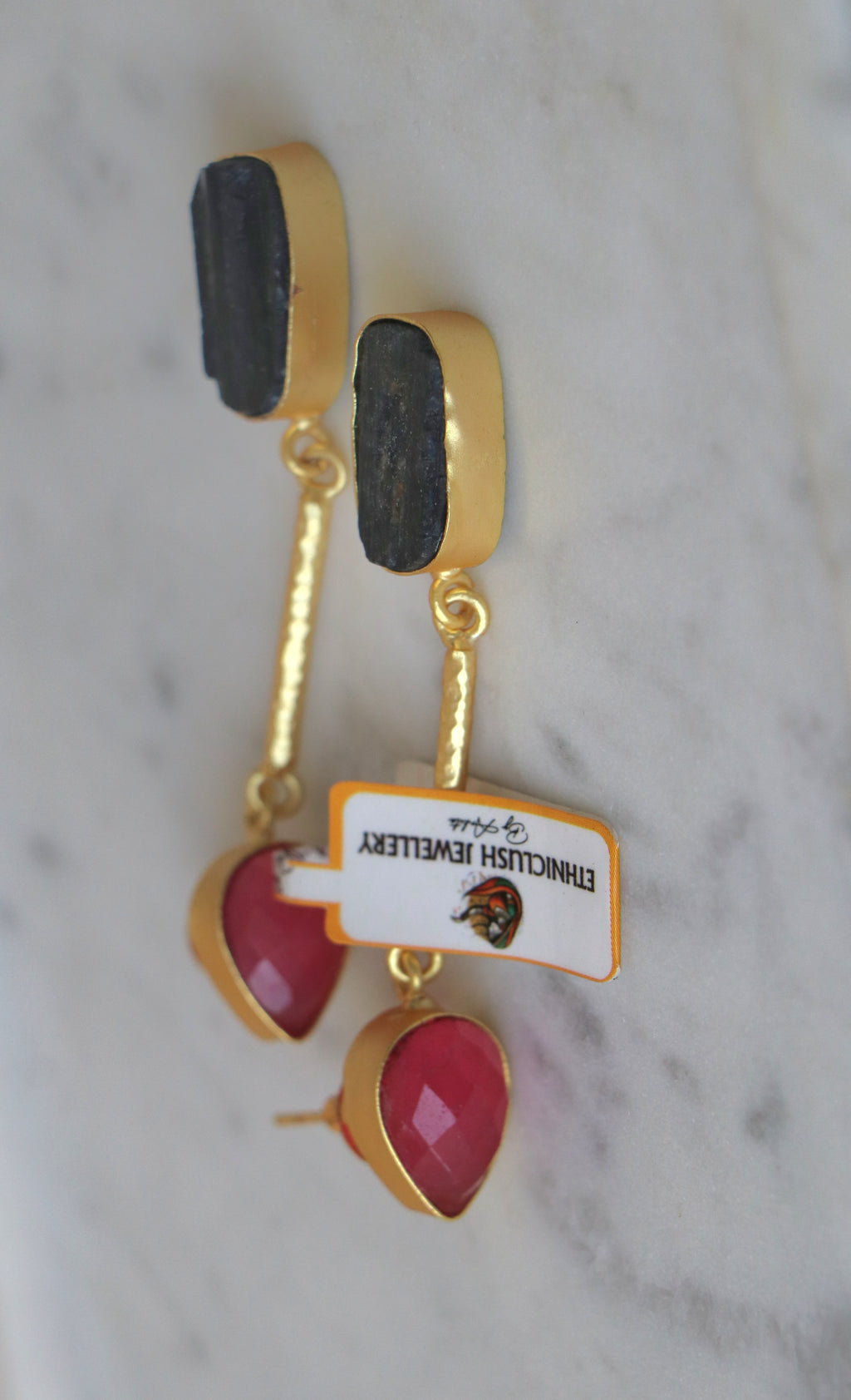Drop Raw Stone Earrings