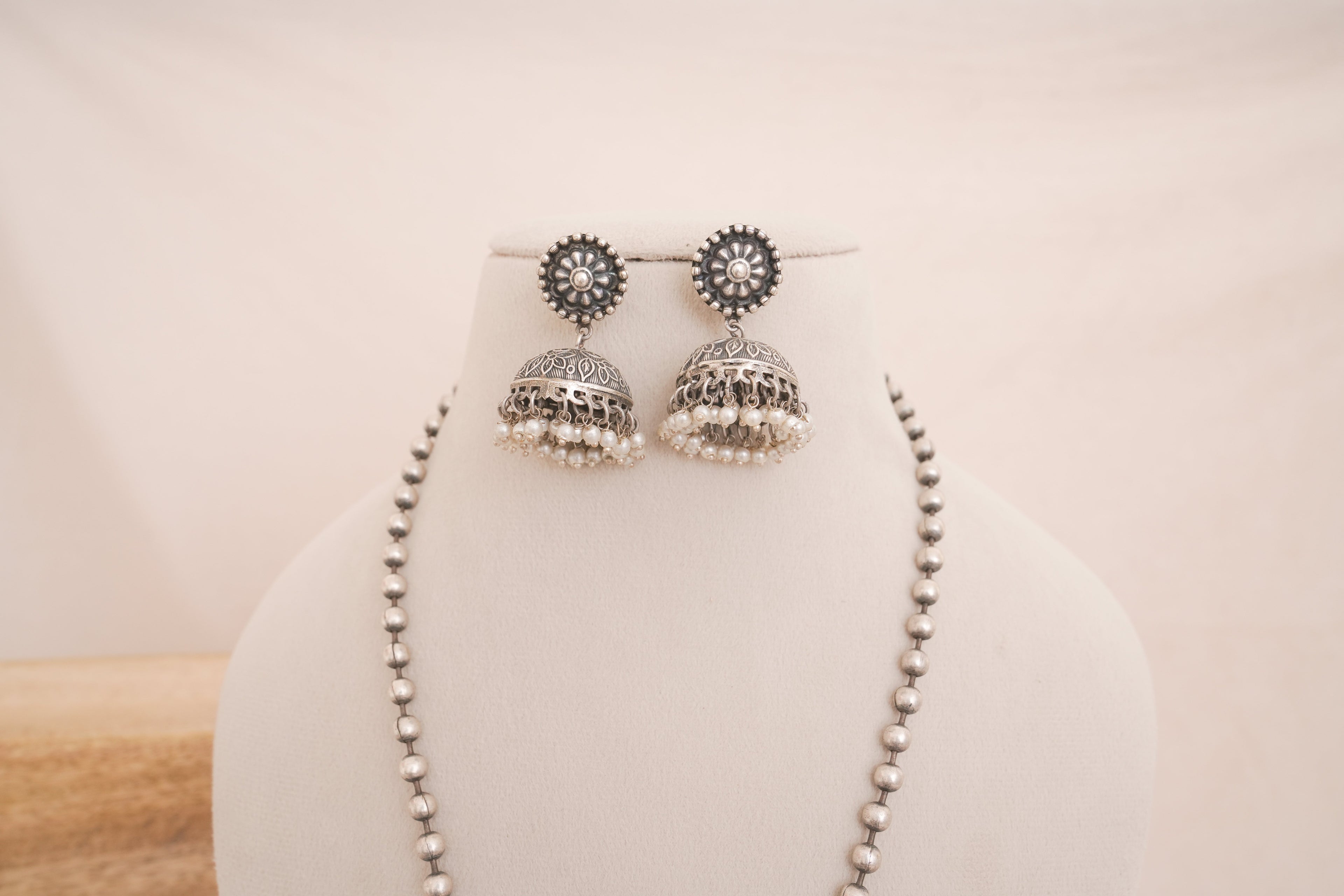 Oxidised Silver Peacock Necklace Set