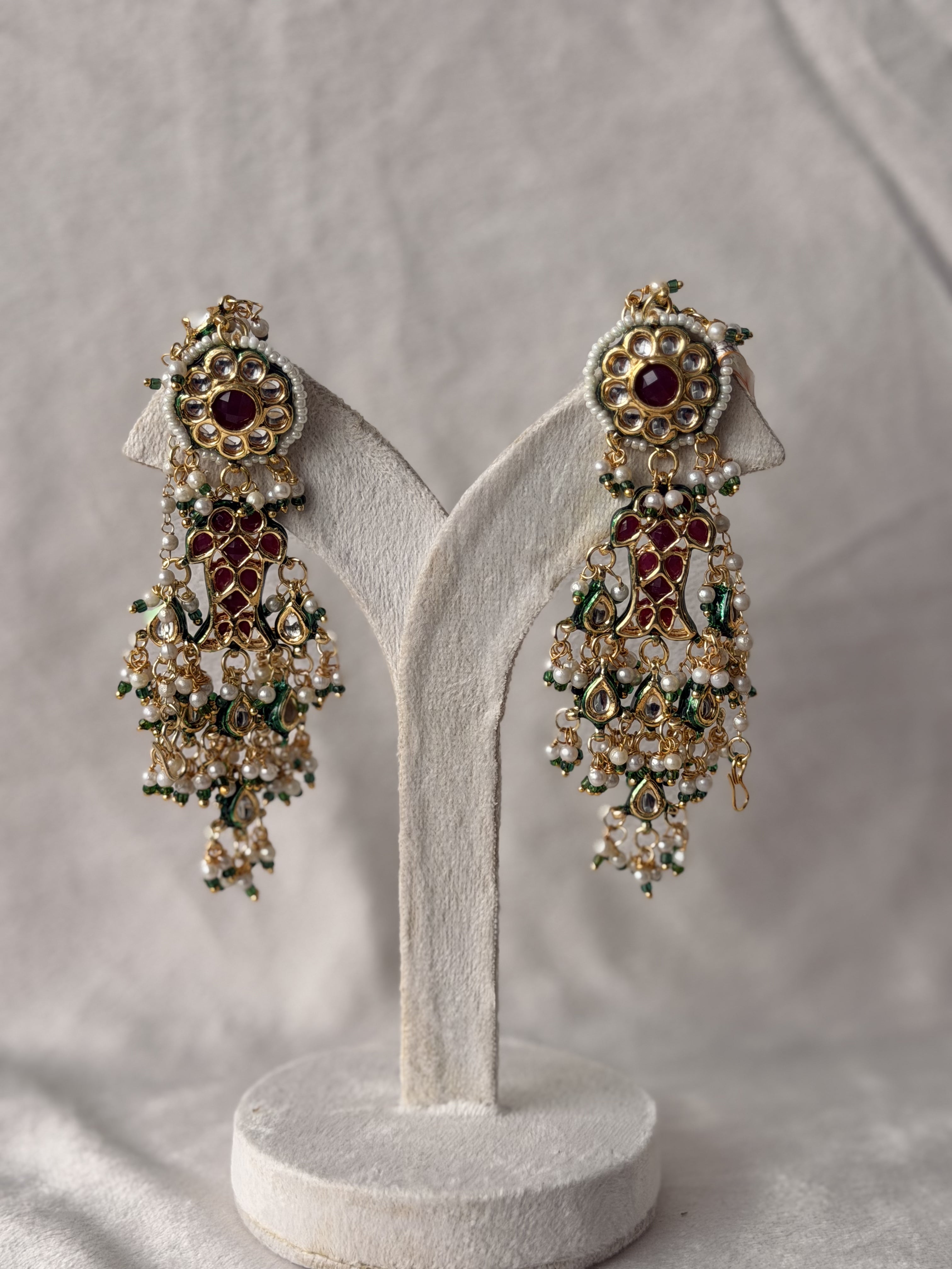 Pachi kundan Gold Jhumka Earrings