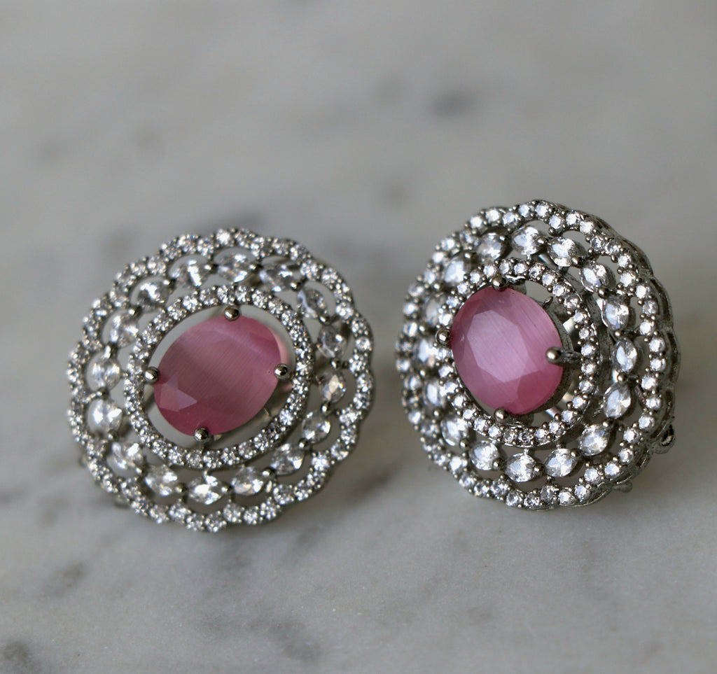 Ruby Radiance Filigree Earrings