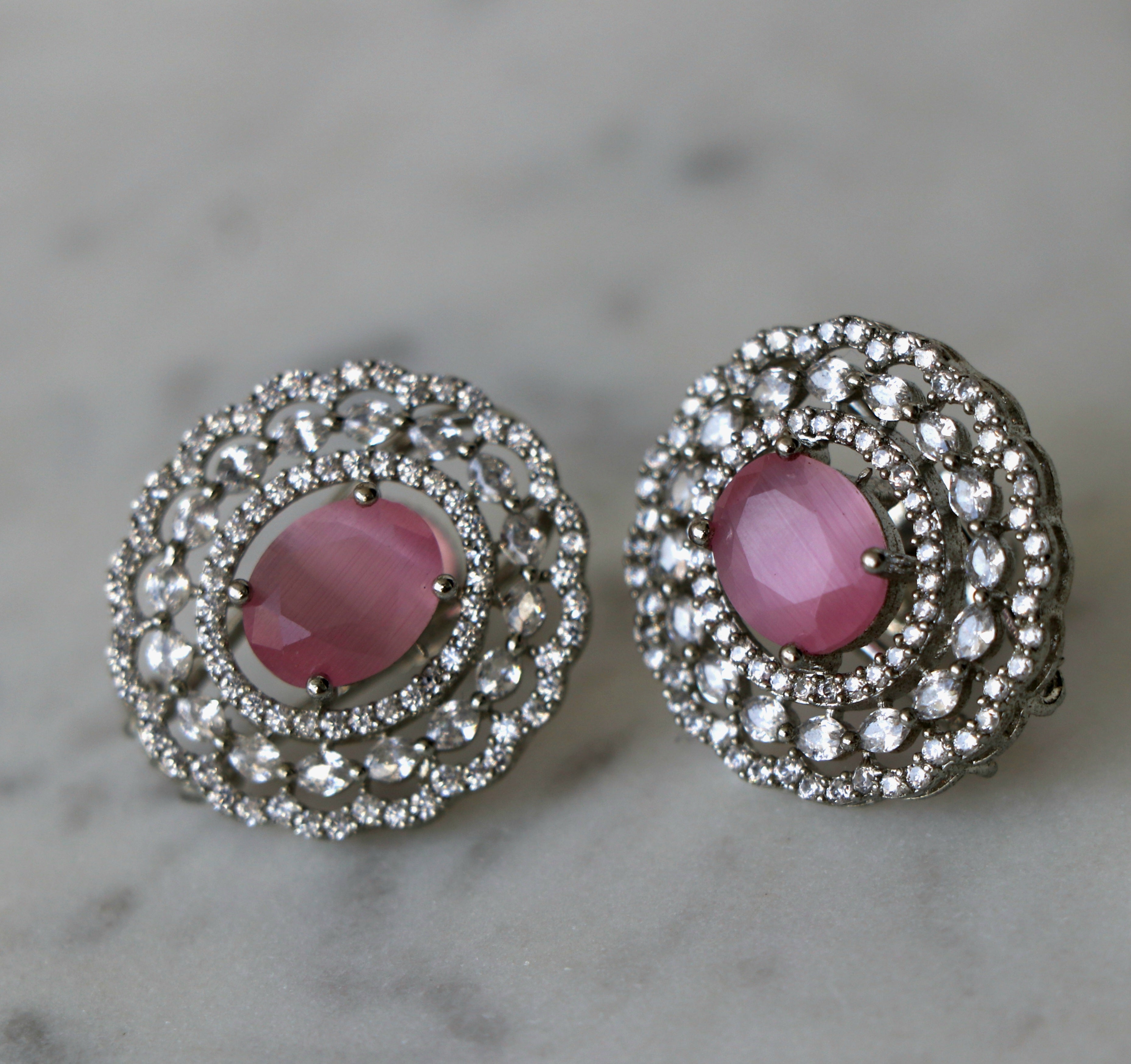 Ruby Radiance Filigree Earrings