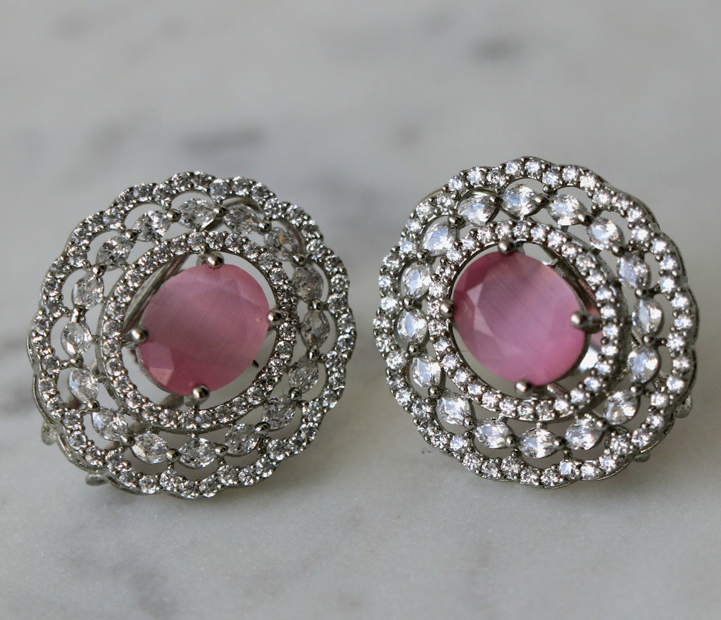 Ruby Radiance Filigree Earrings