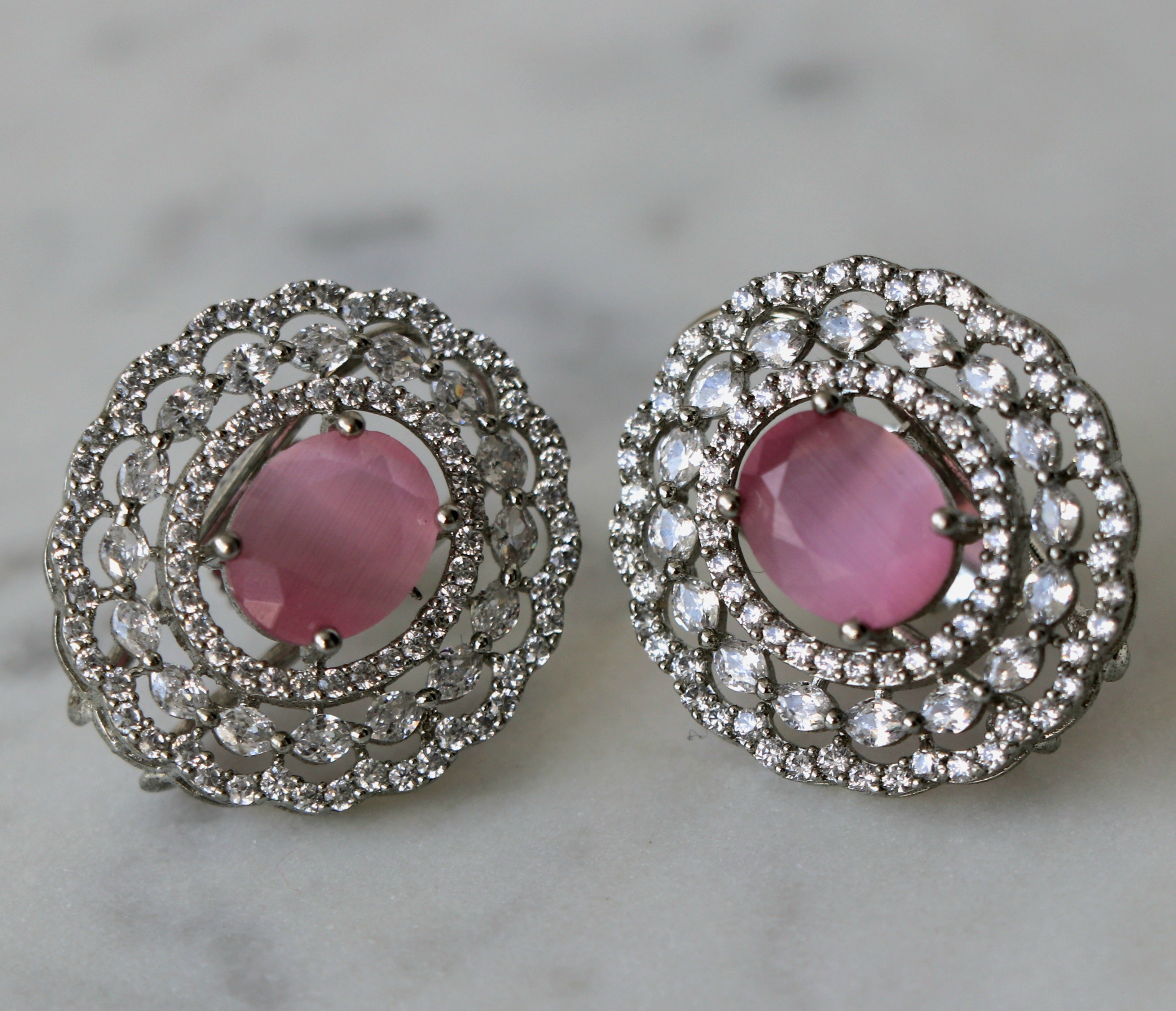 Ruby Radiance Filigree Earrings