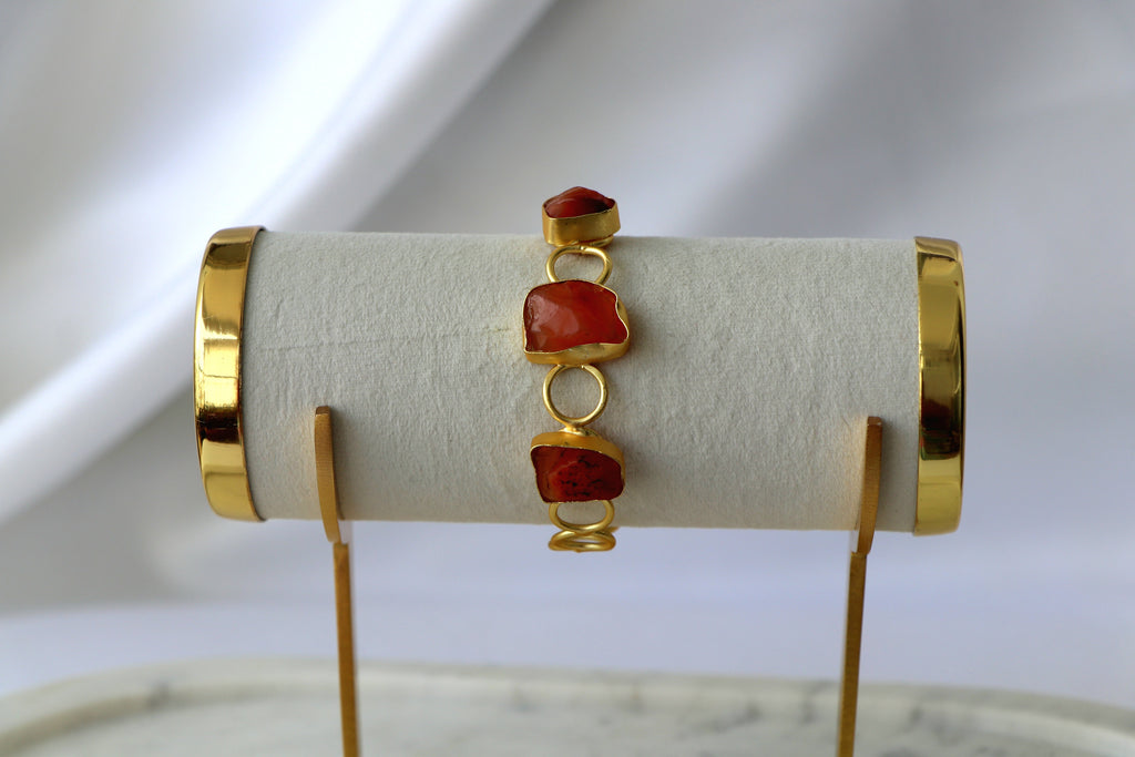 Ruby Amethyst Quartz Triad Bracelet