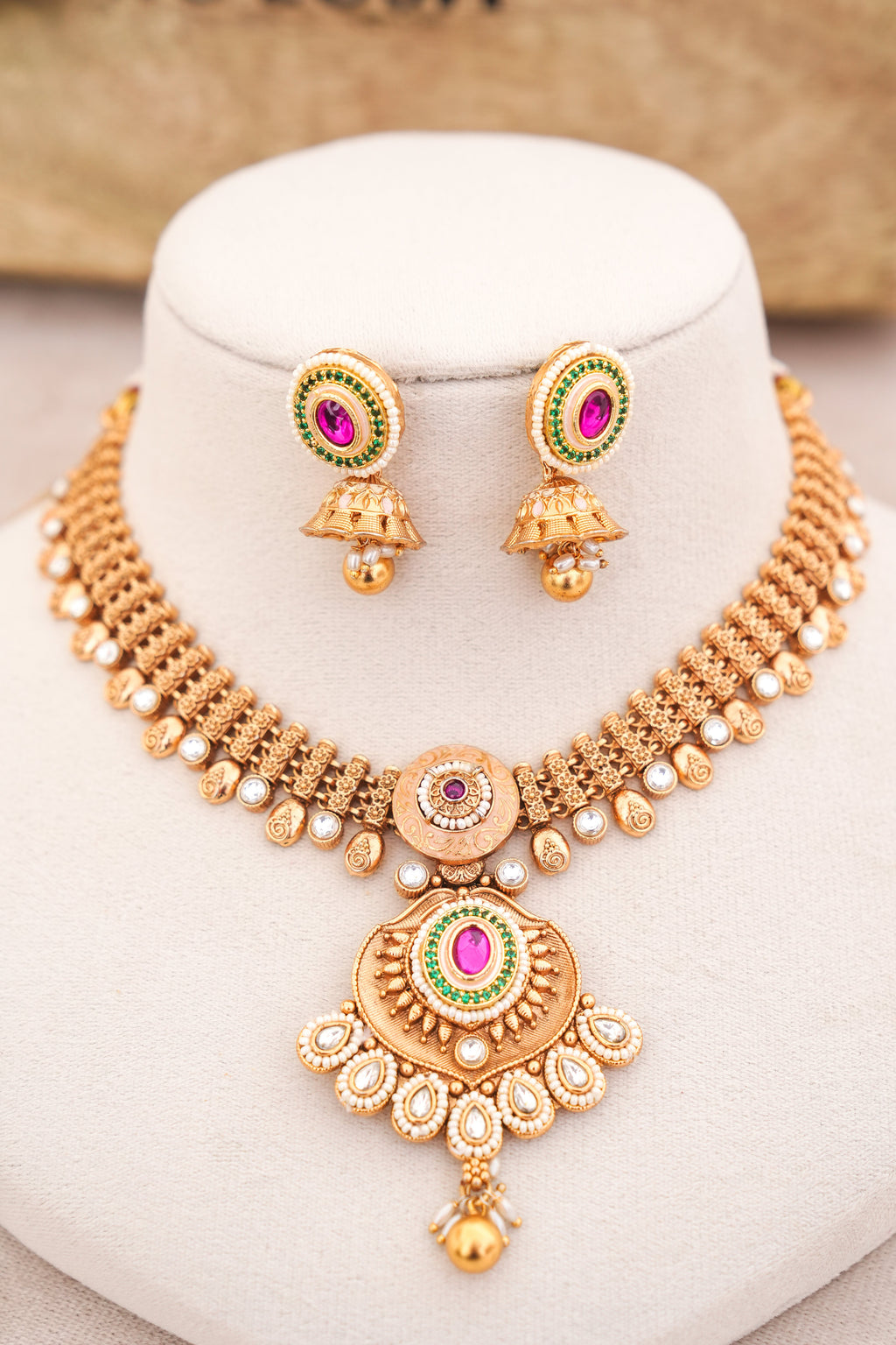 Ruby Sunburst Necklace Set