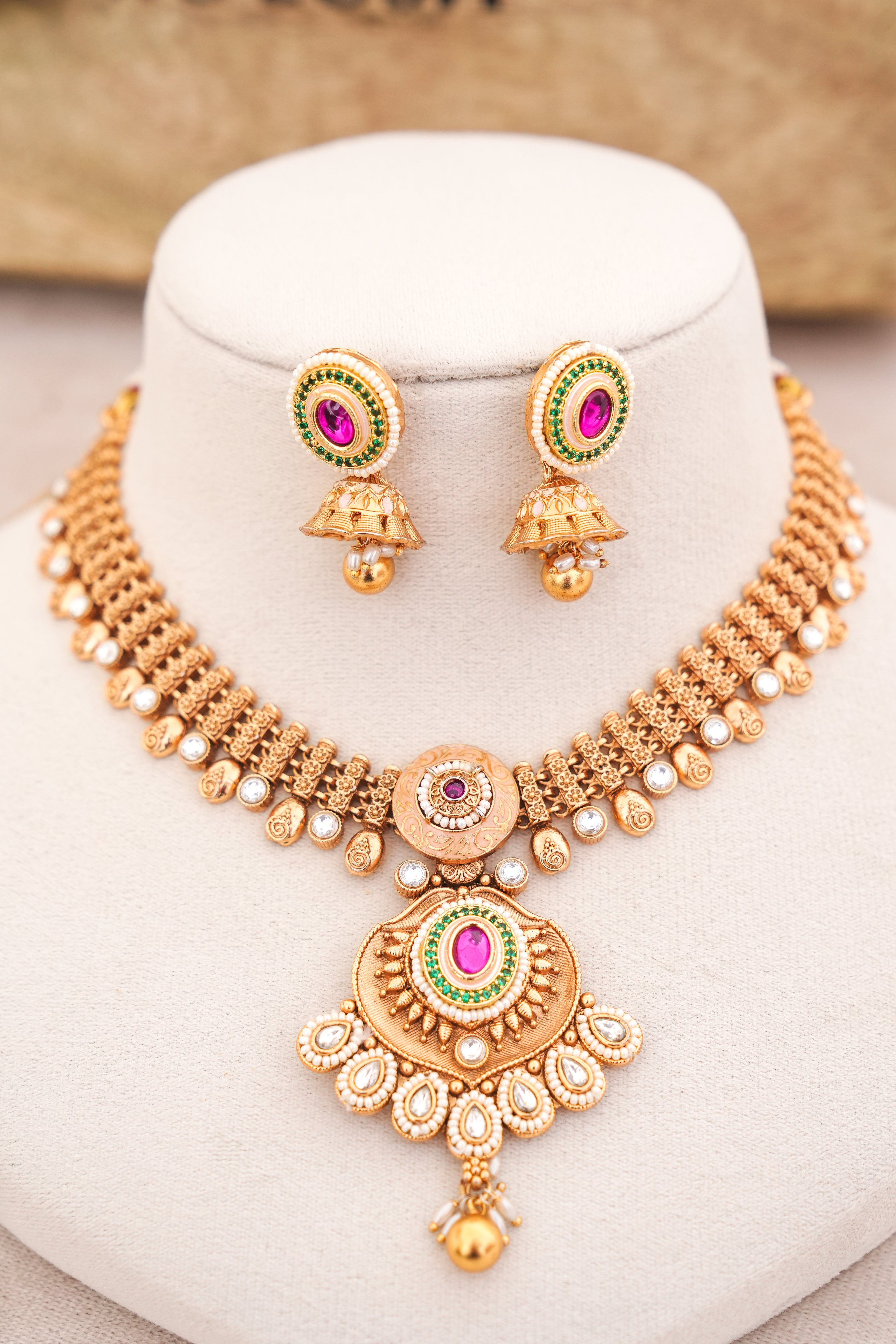 Ruby Sunburst Necklace Set