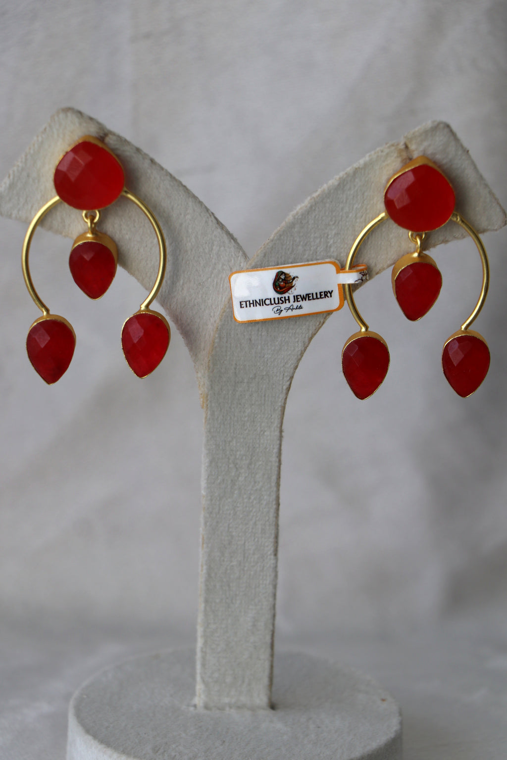 Ruby Teardrop Hoop Earrings